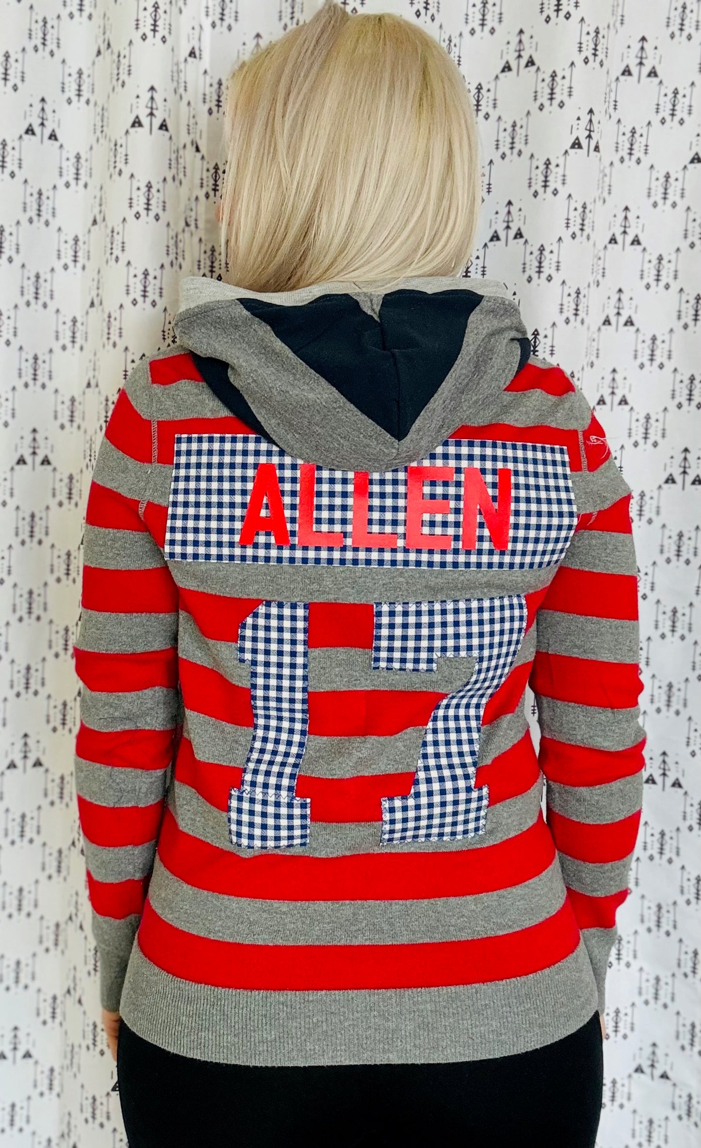 Red Striped Josh Allen Buffalo Sweater Hoodie Size- Women's S/M