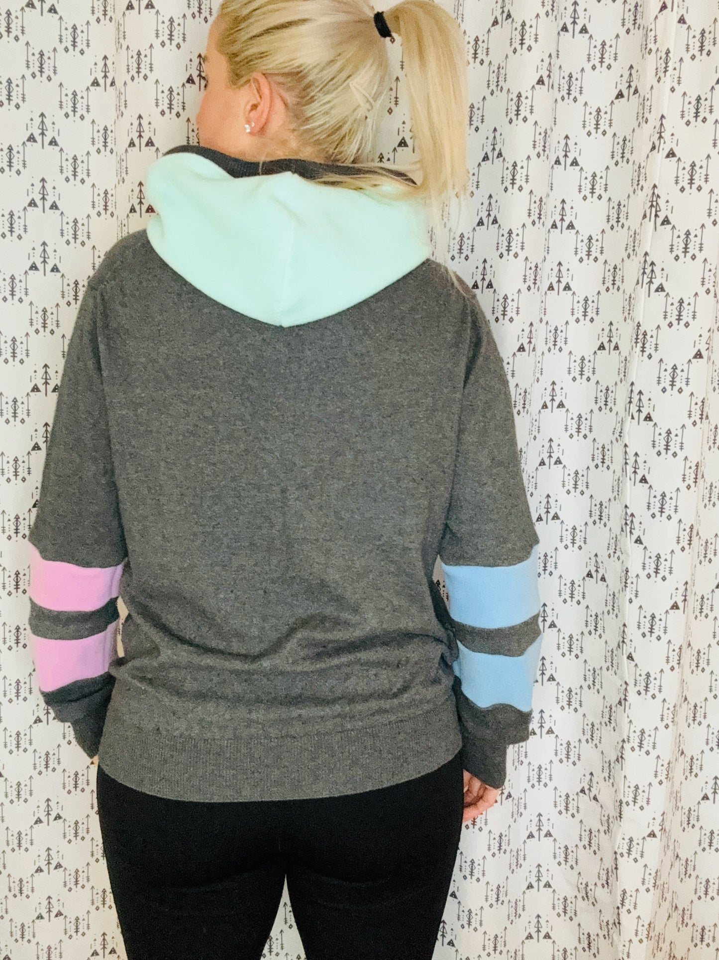 Dark Grey Buffalo Conversation Heart Hoodie Size- Women's M/L