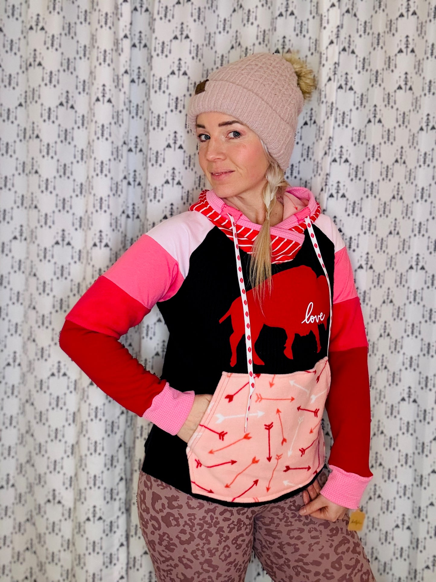 Pink Ombre Love Buffalo Hoodie Size- Women's S/M