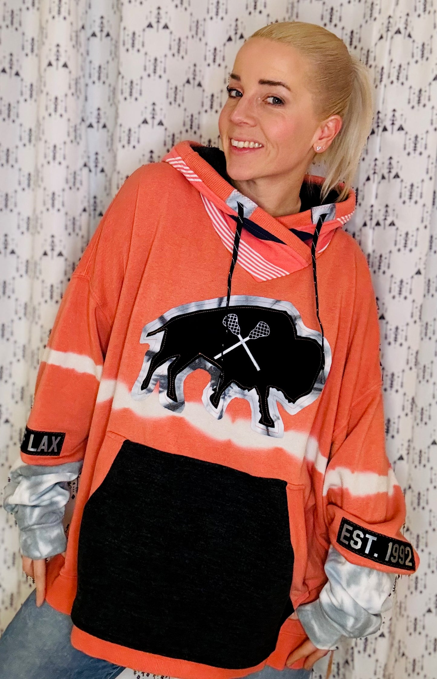 Orange Buffalo Lacrosse Tie-dye Hoodie Size- Women's 3X