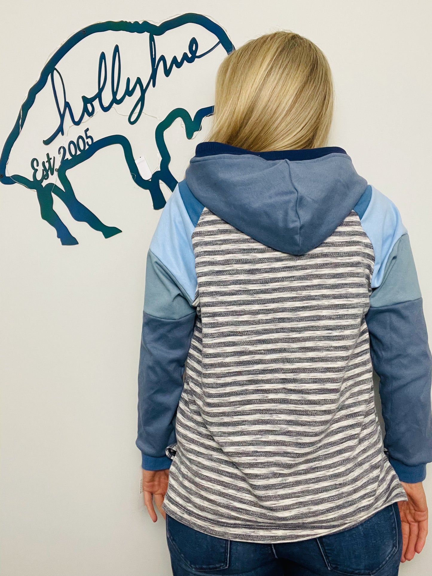 Nautical Striped BUF Hoodie Size- Women's M/L