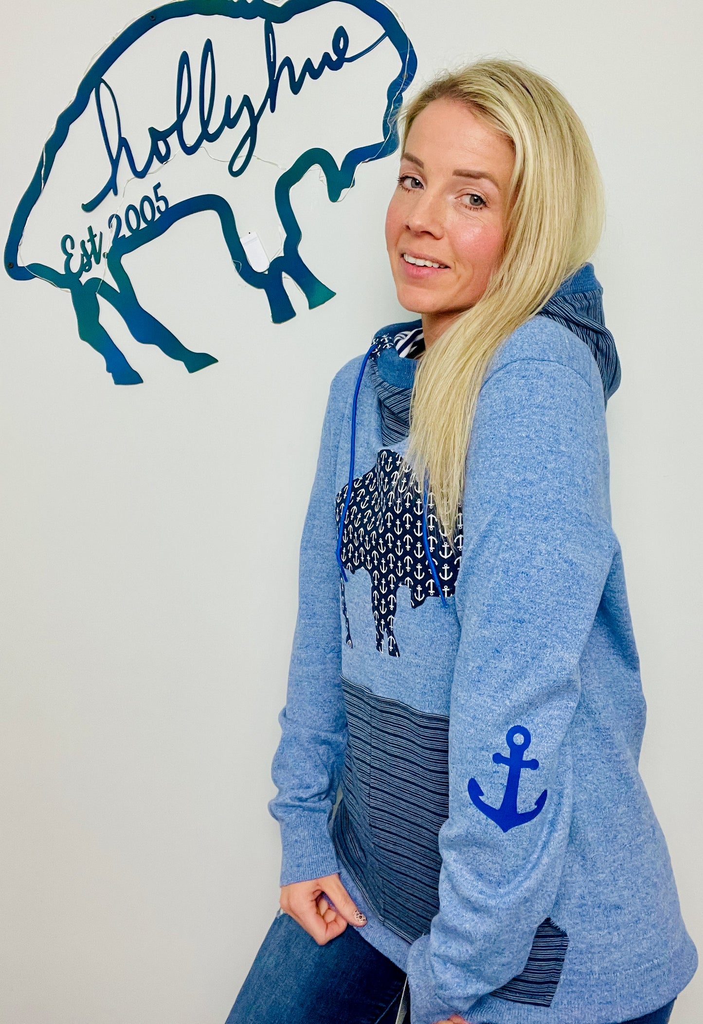 Nautical Throwback Buffalo Hoodie Size- Women's M/L
