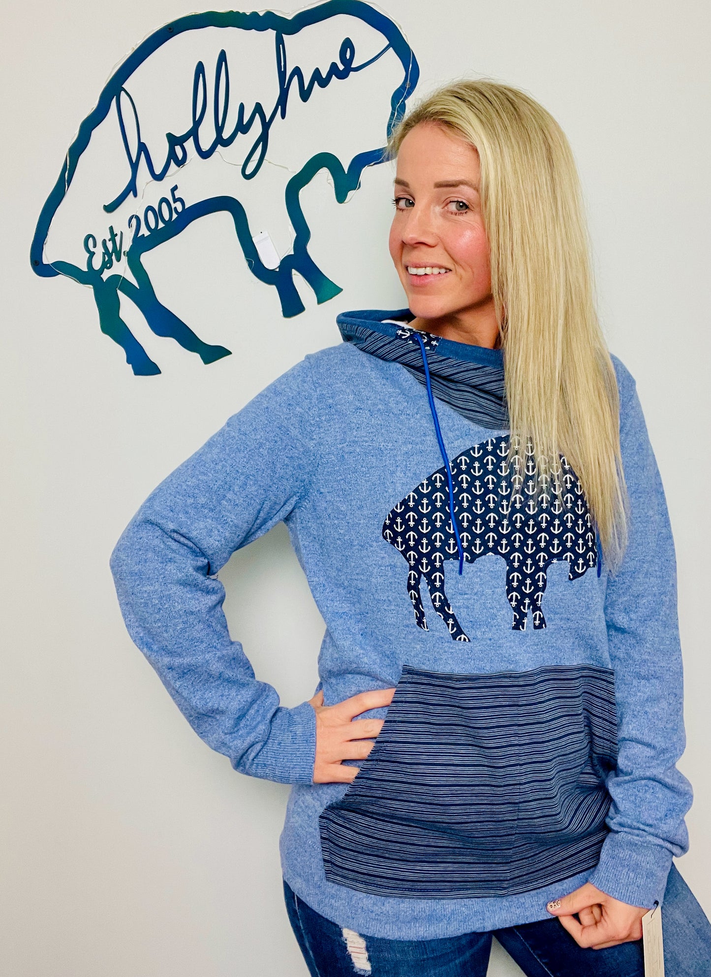 Nautical Throwback Buffalo Hoodie Size- Women's M/L
