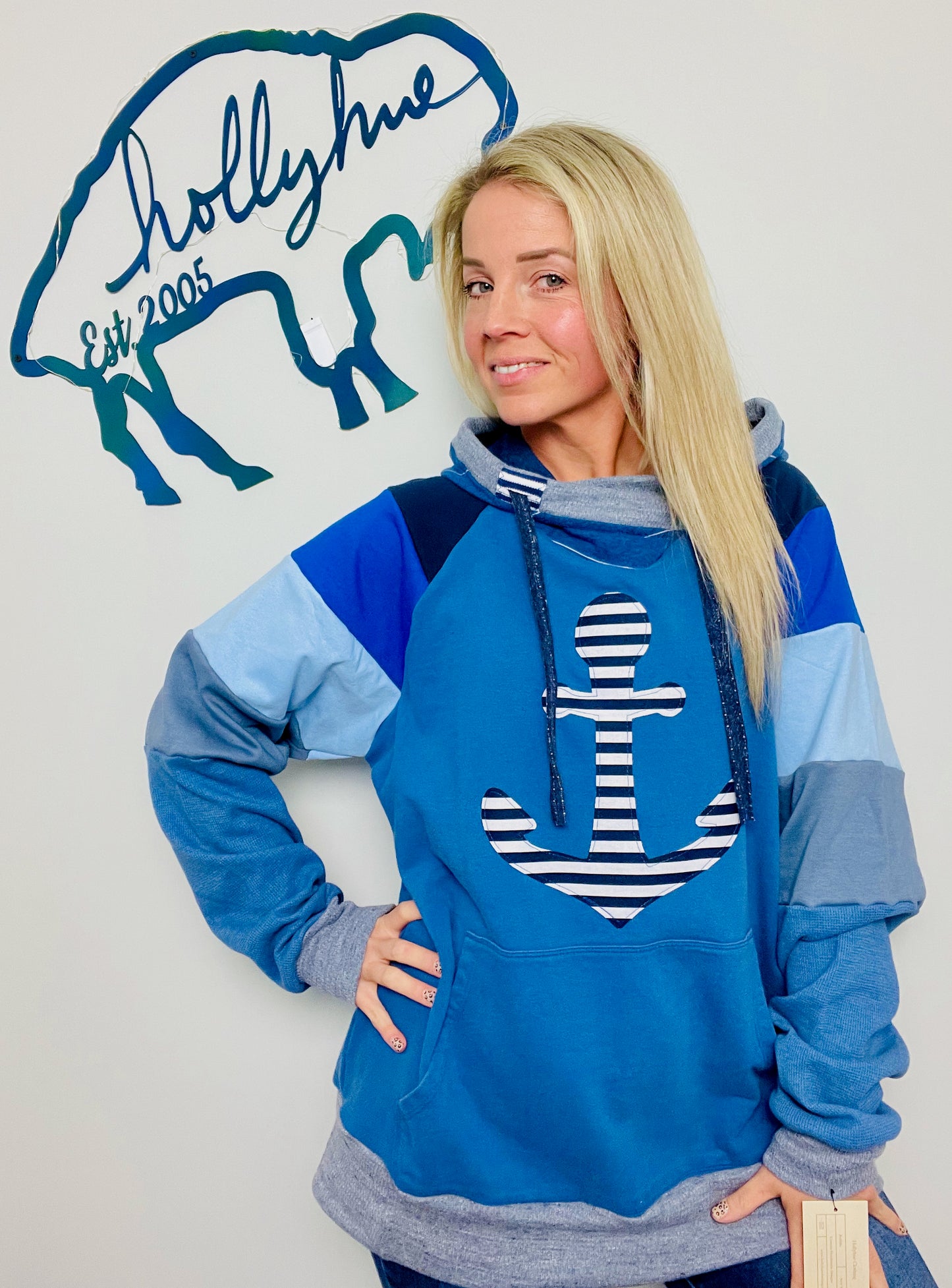 Nautical Ombre' Anchor Hoodie Size- Women's XL/2X