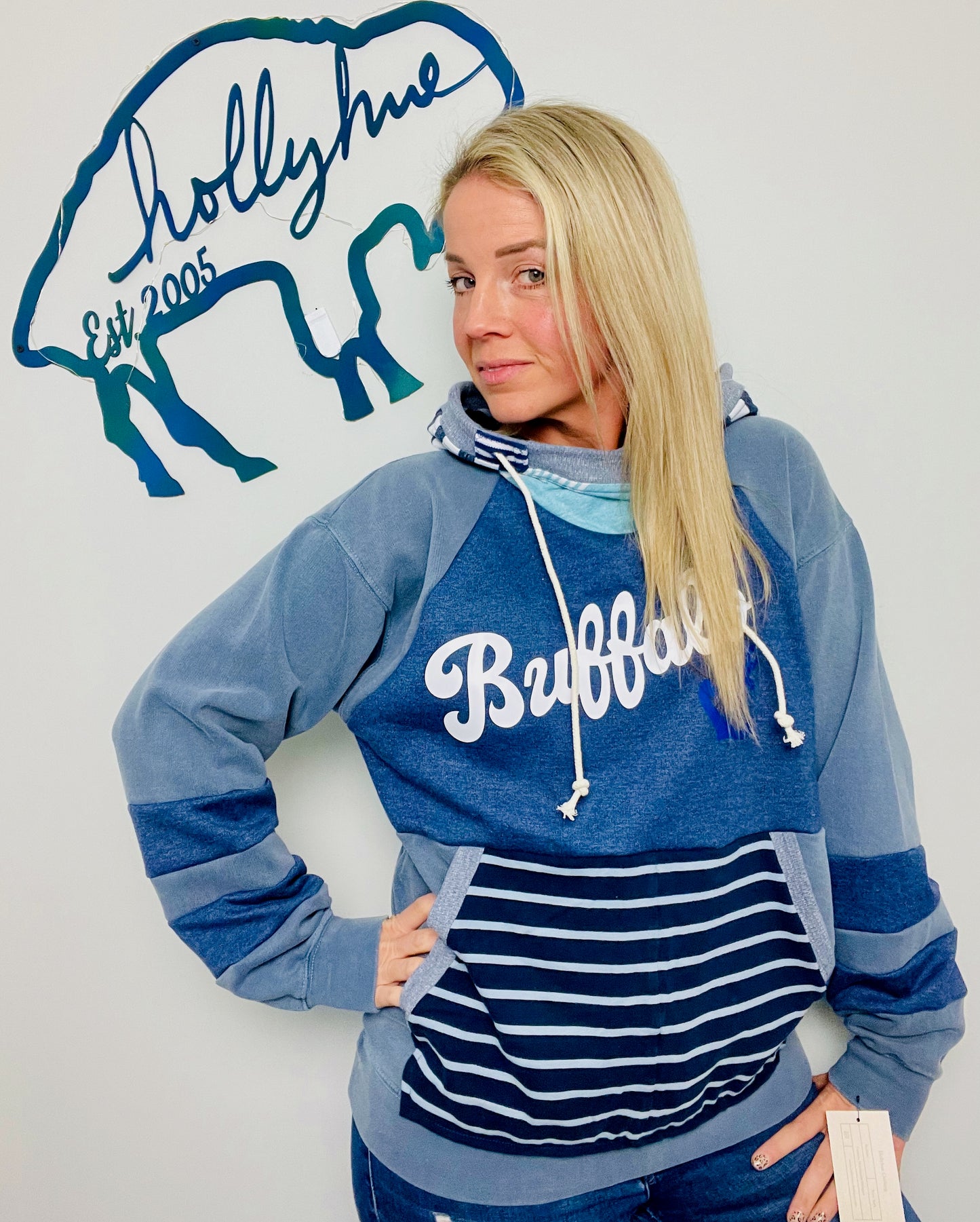Nautical Color-Block Buffalo Hoodie Size- Women's L/XL