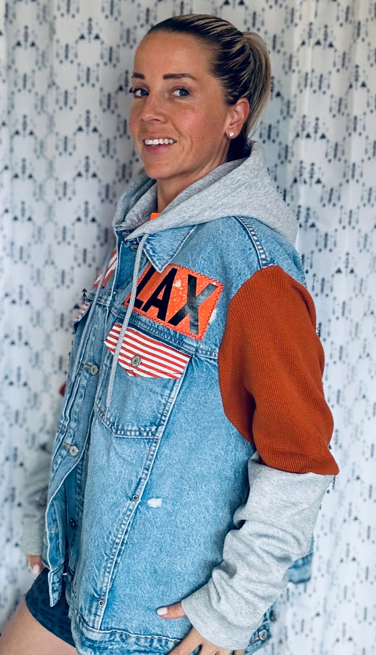 Buffalo Lacrosse Hooded Denim Jacket Size- Unisex 2X
