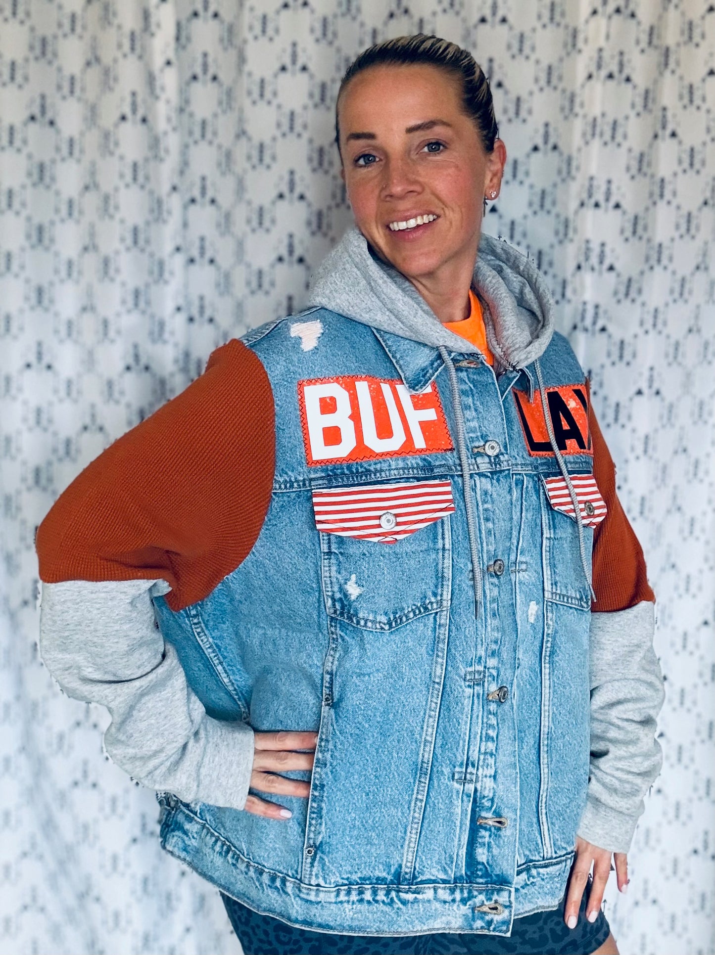 Buffalo Lacrosse Hooded Denim Jacket Size- Unisex 2X