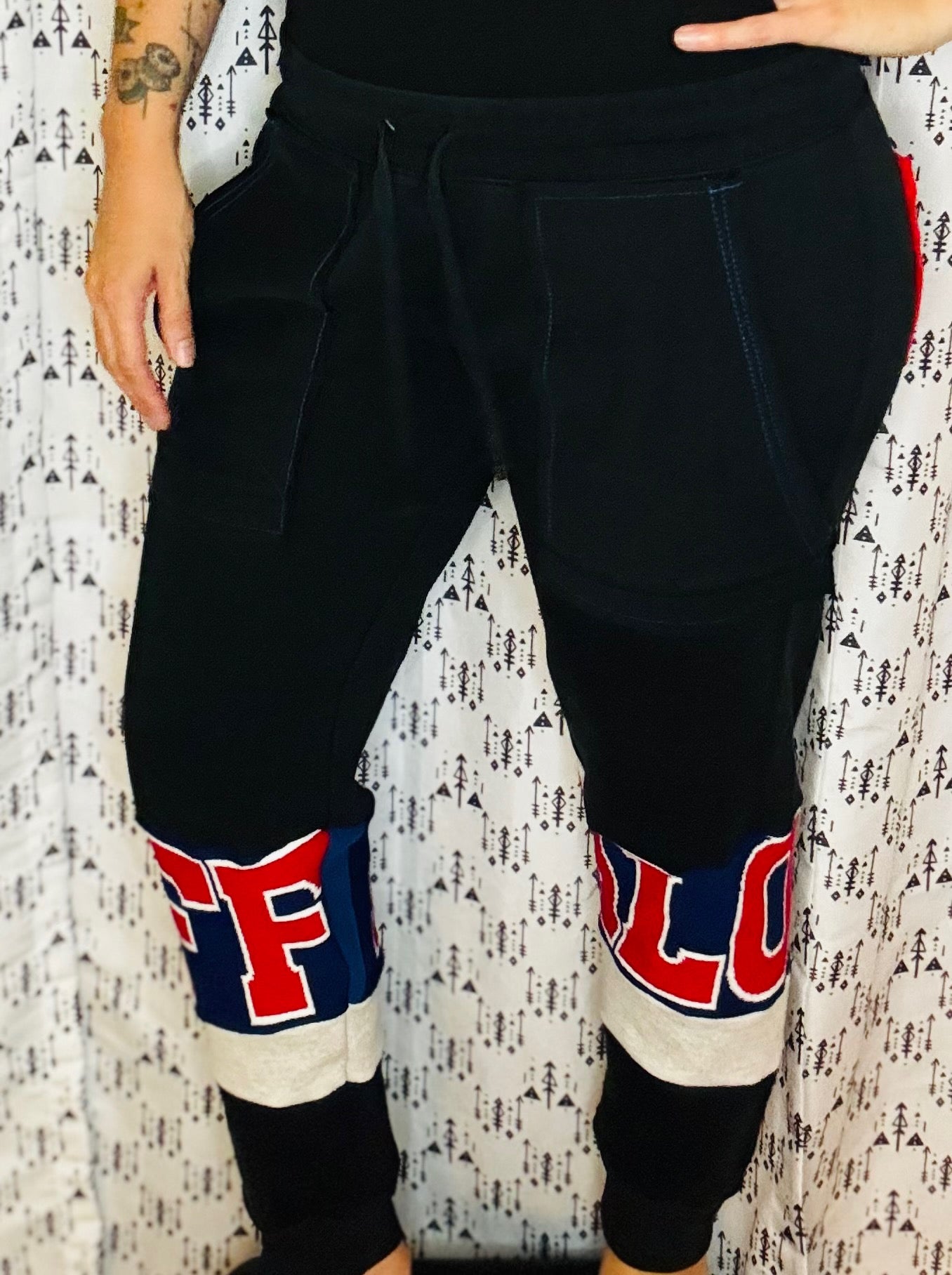 Red, Blue, & Black Buffalo Joggers Size- Unisex S/M