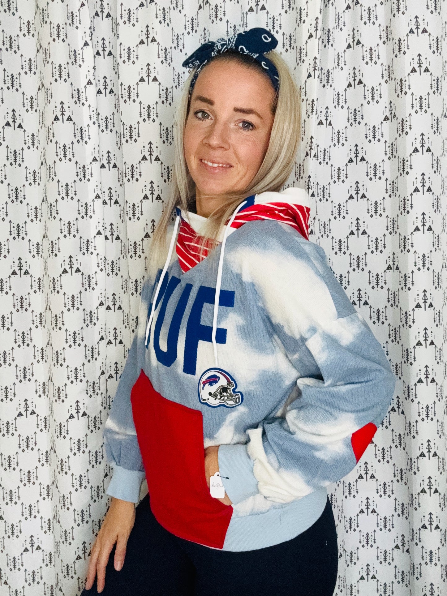 Blue Tie-Dye Cloud BUF Crop Hoodie Size Women-M/L