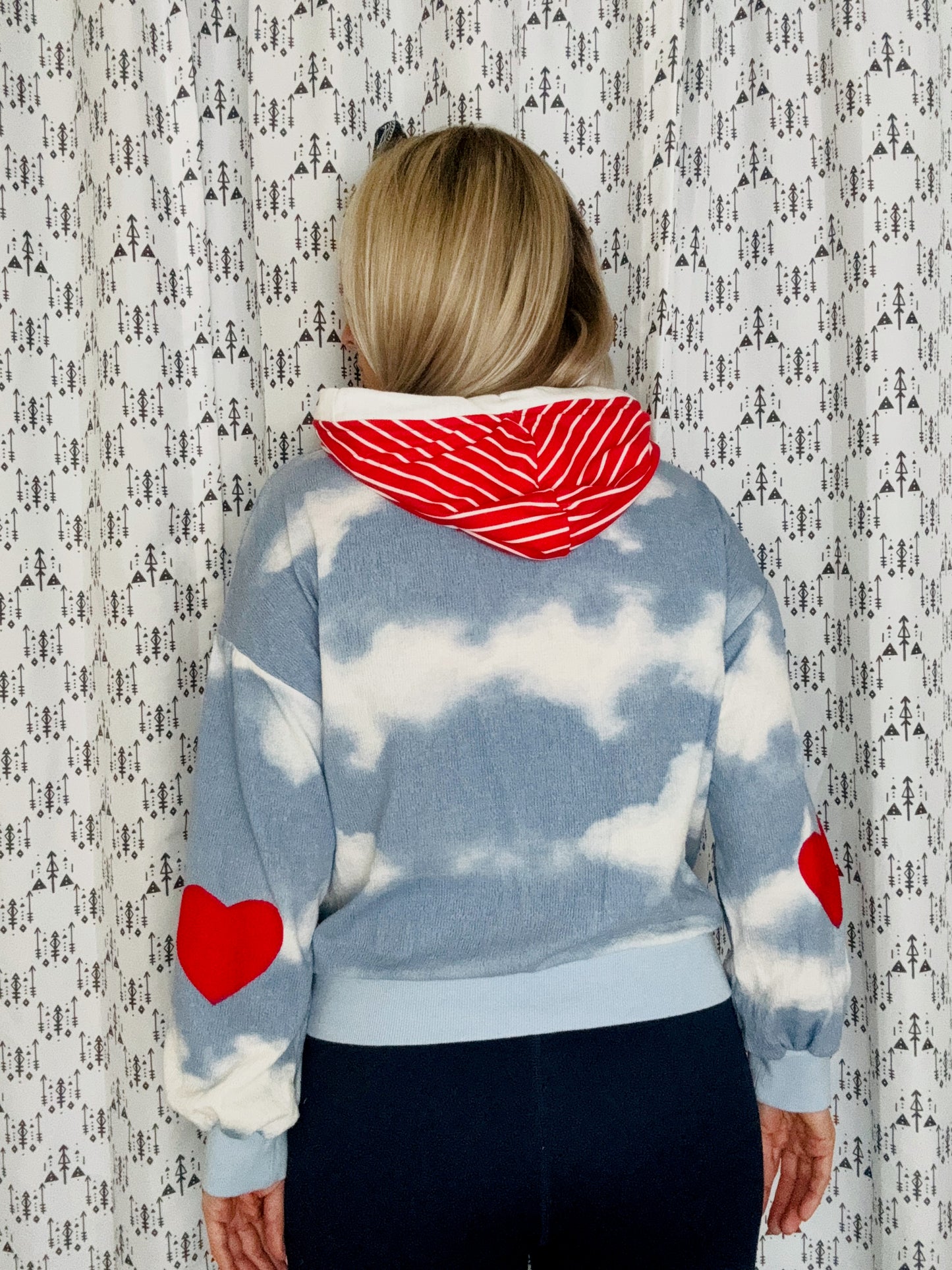 Blue Tie-Dye Cloud BUF Crop Hoodie Size Women-M/L