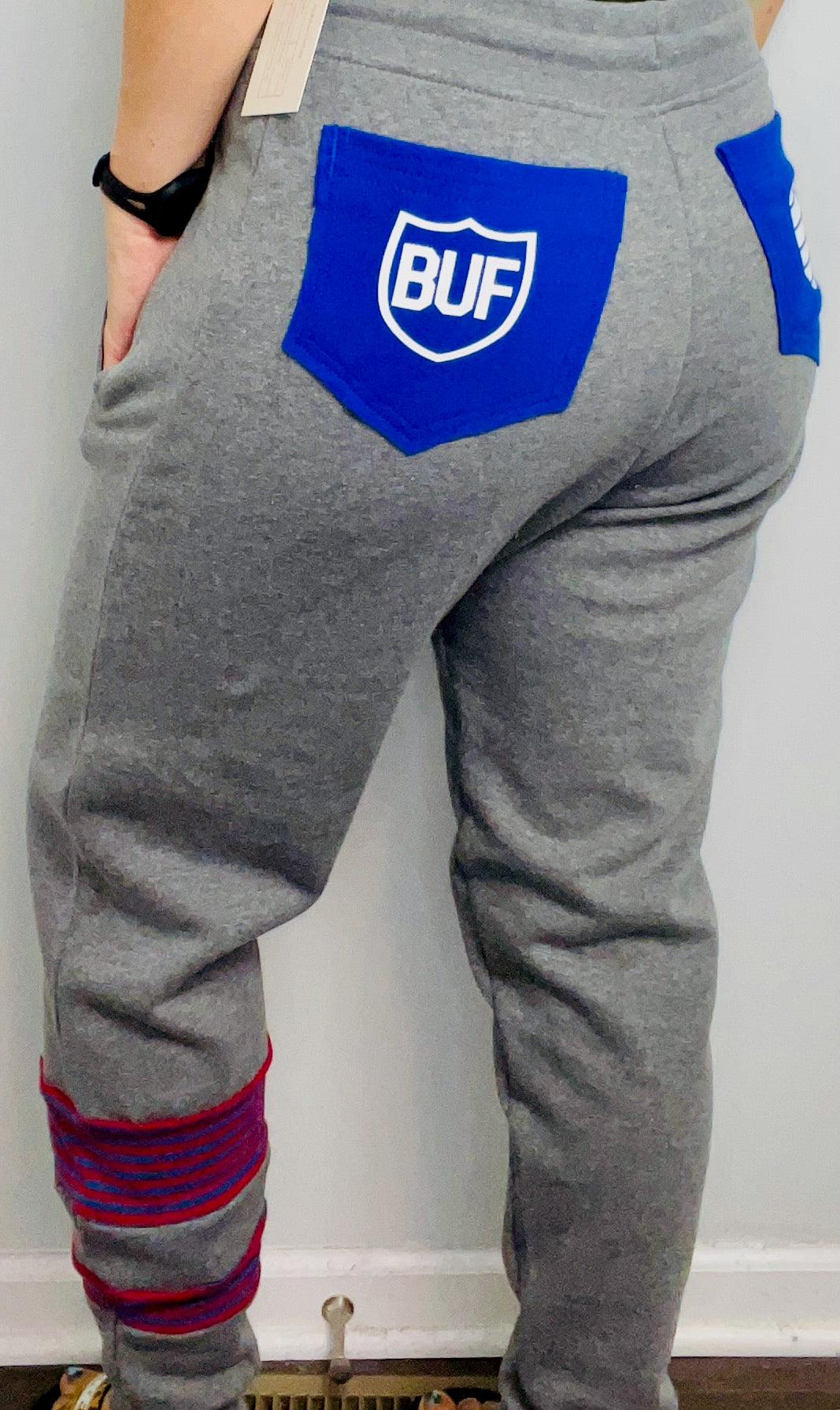 Grey Striped BUF Joggers Size- Unisex M/L