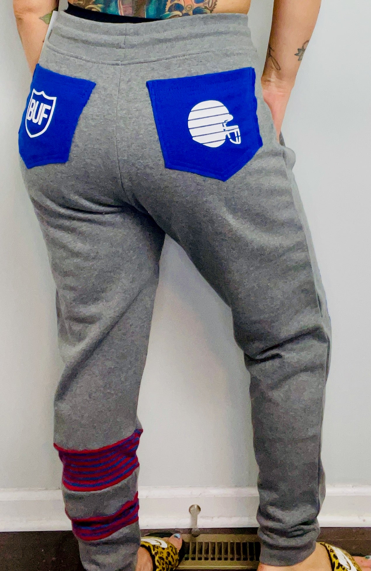 Grey Striped BUF Joggers Size- Unisex M/L