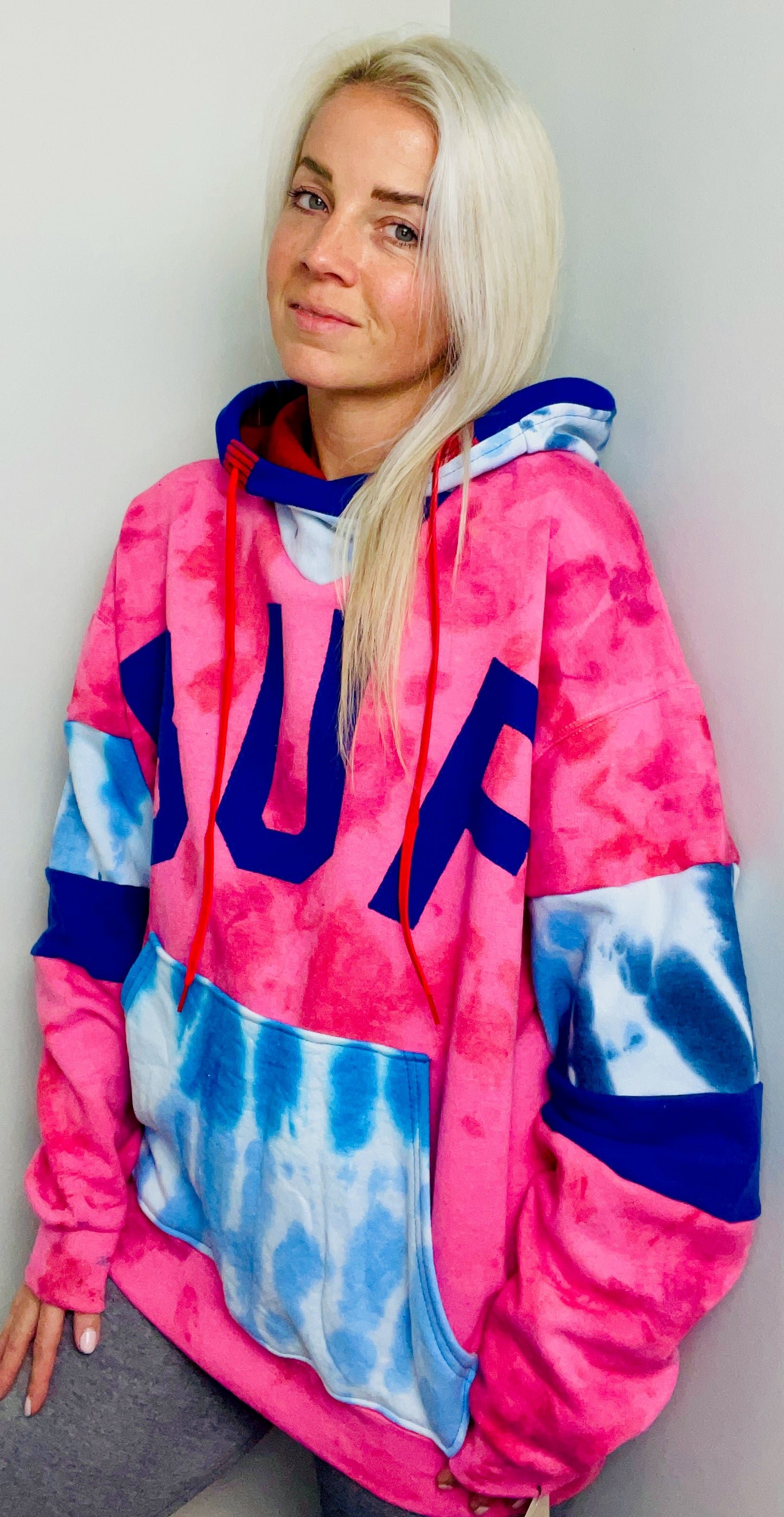 Red Tie-Dye BUF Hoodie Size- Unisex L/XL
