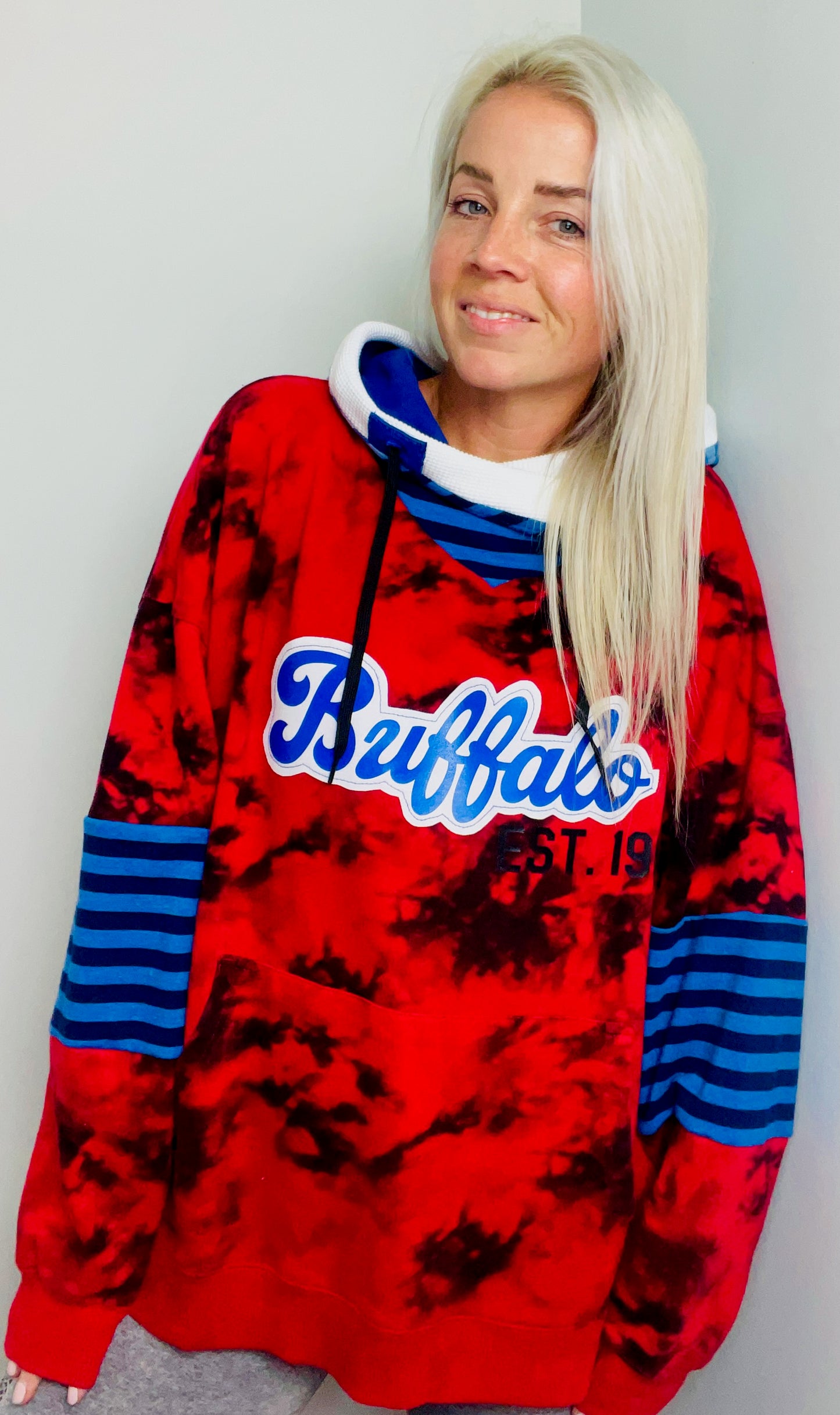 Red Tie-Dye BUF Hoodie Size- Unisex XL/2X