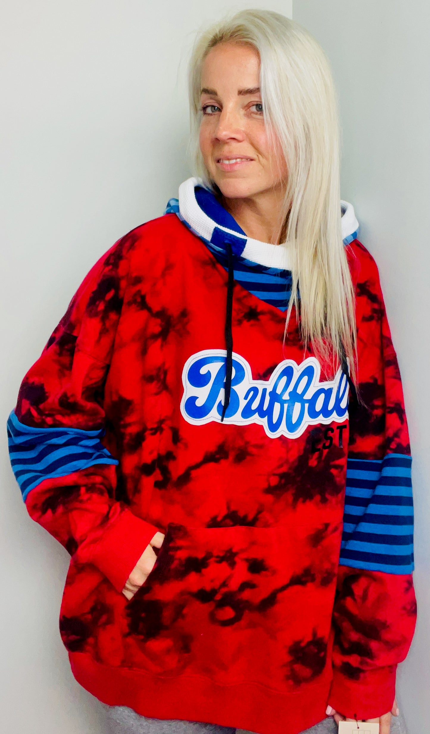Red Tie-Dye BUF Hoodie Size- Unisex XL/2X