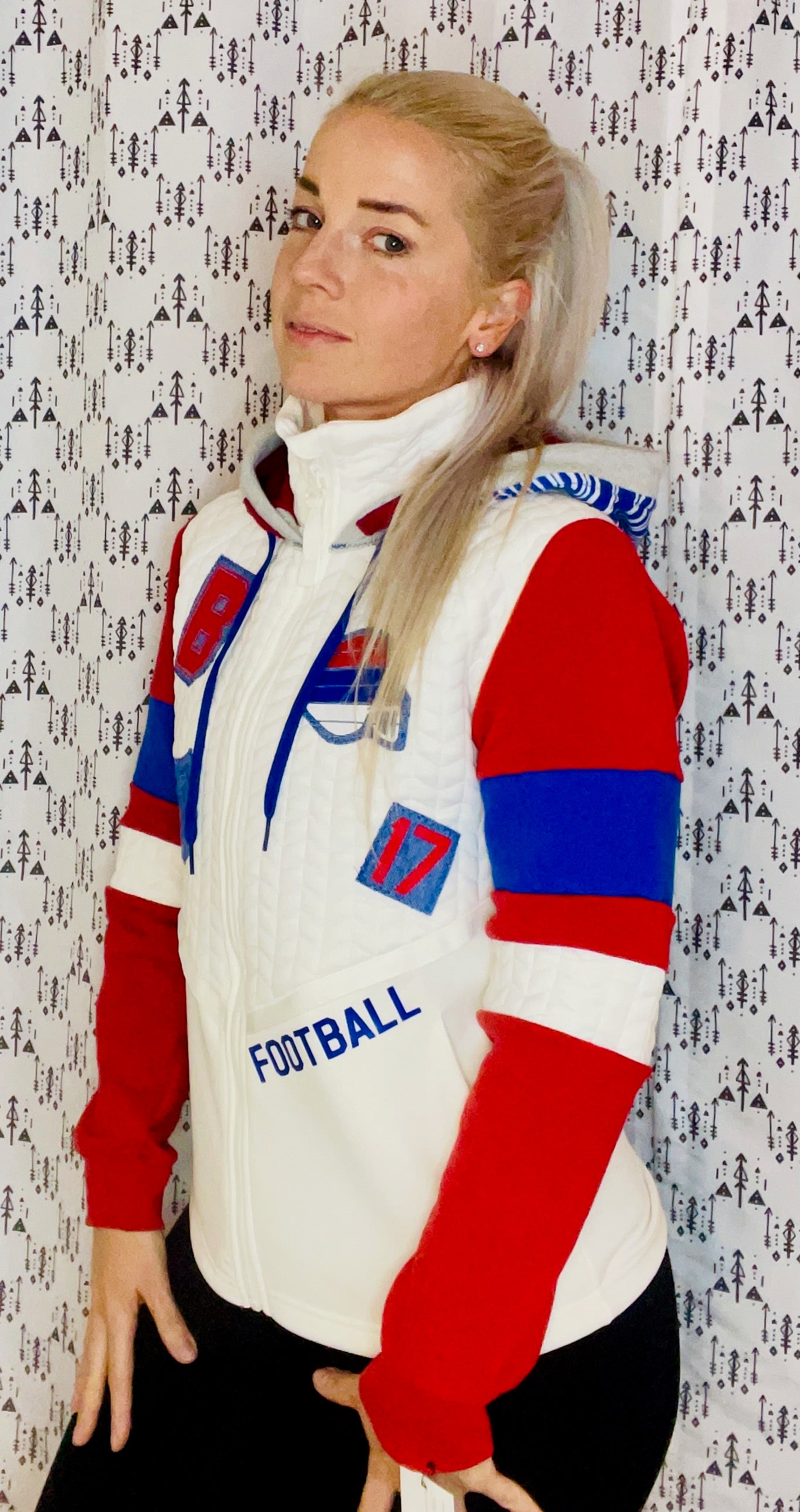 Buffalo White Quilted Hooded Track-Jacket Size- Women's S/M