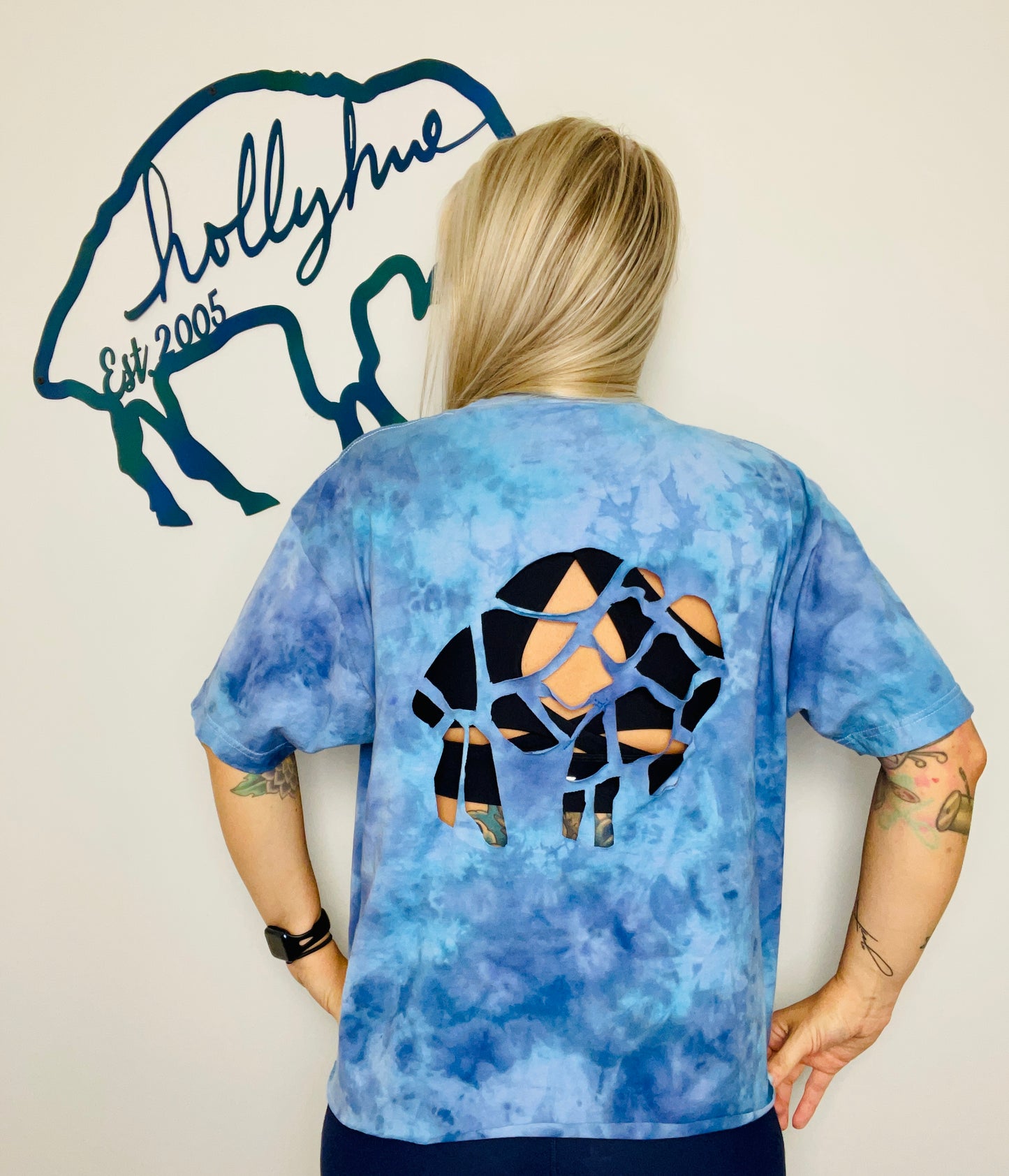 Blue Tie Dye Buffalo Cut Out Size-W XL/2X