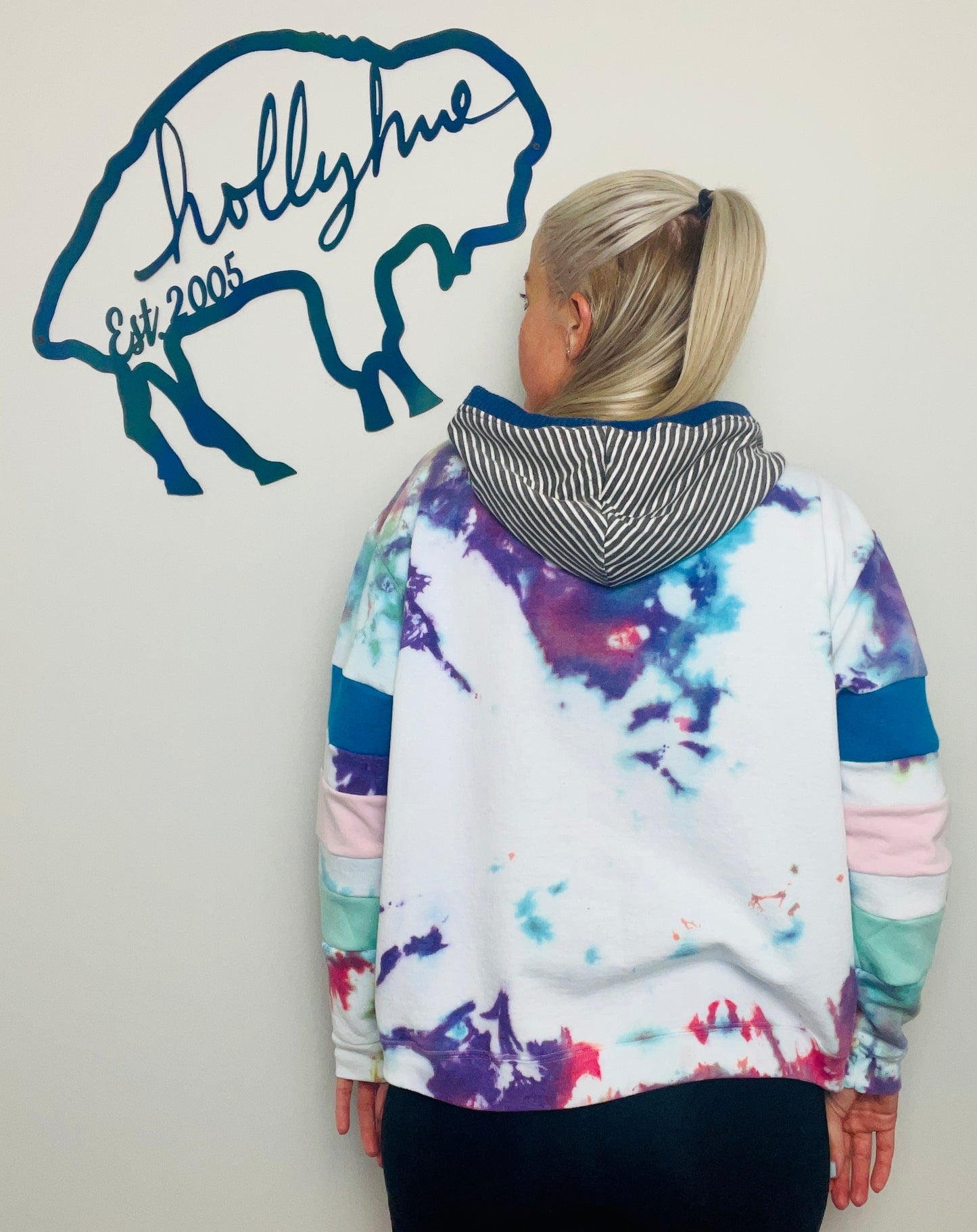 Multi Pastel Buffalo Hoodie Size- Women’s XL/2X