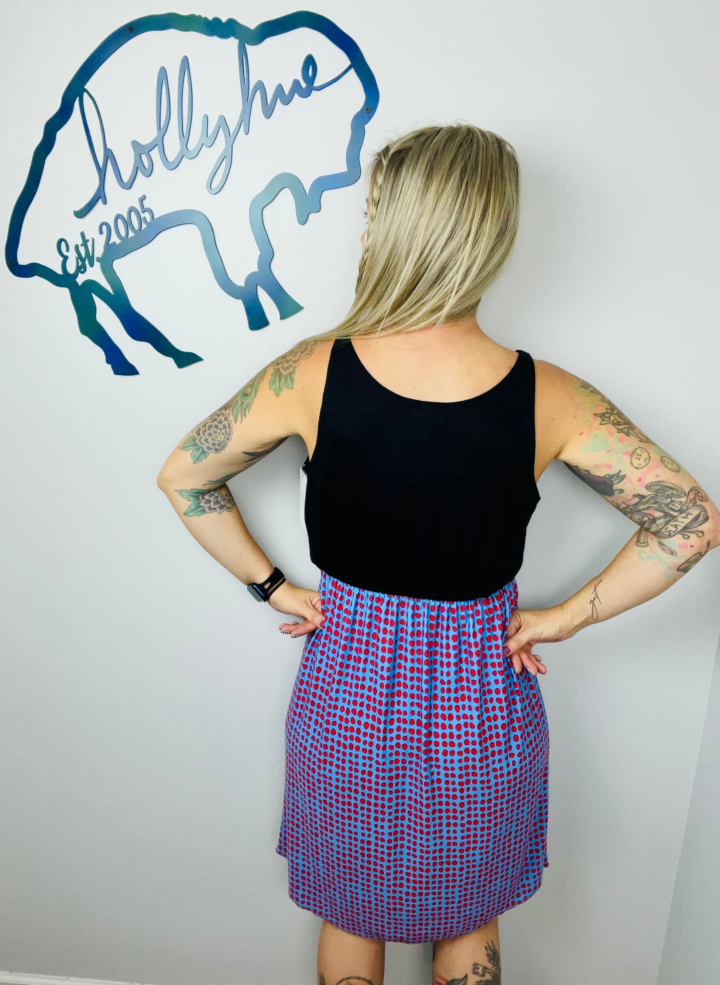 Black With Red Dot Buffalo Dress Size- L/XL