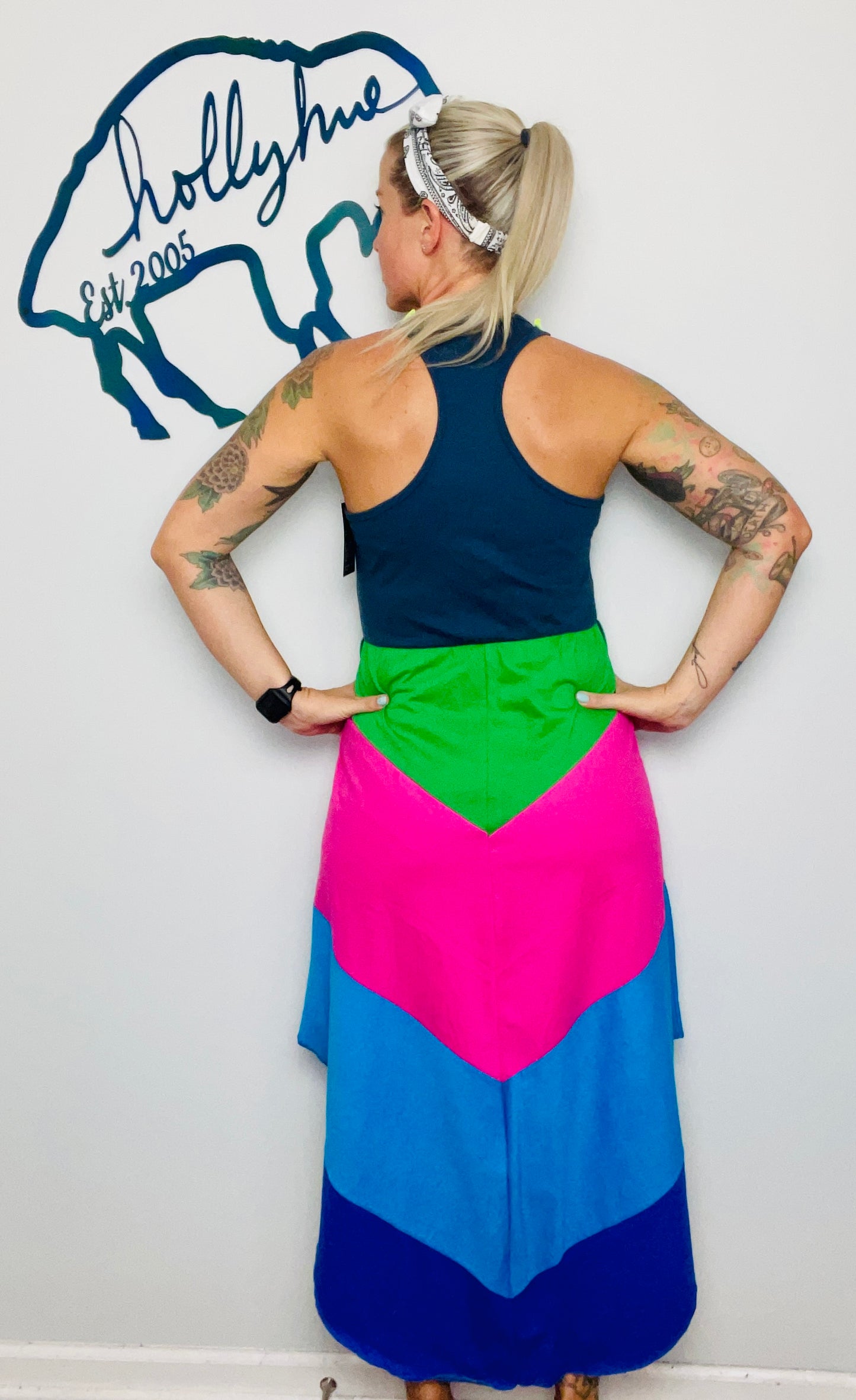 Grey 90’s Color-Block Maxi Dress Size- S/M