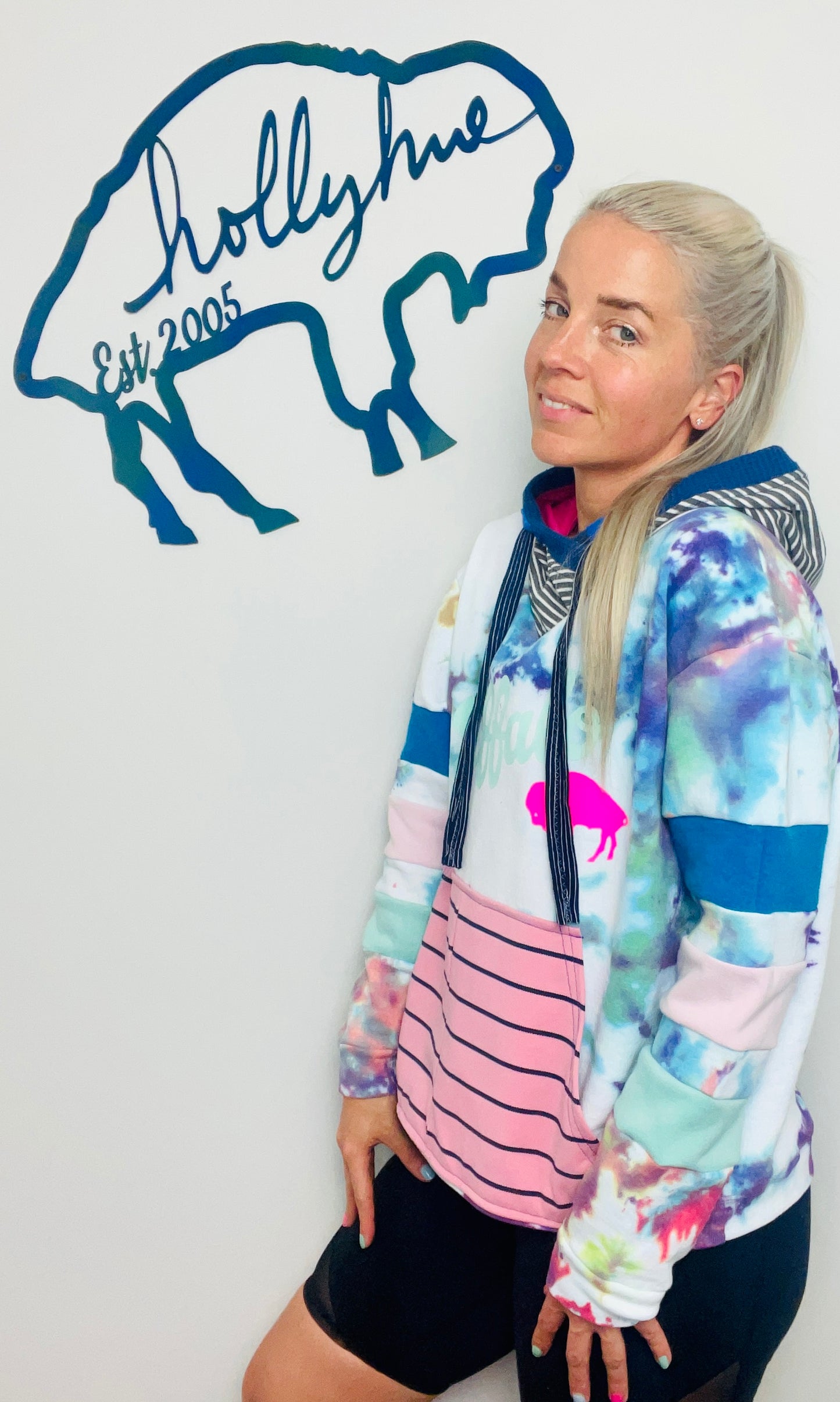 Multi Pastel Buffalo Hoodie Size- Women’s XL/2X