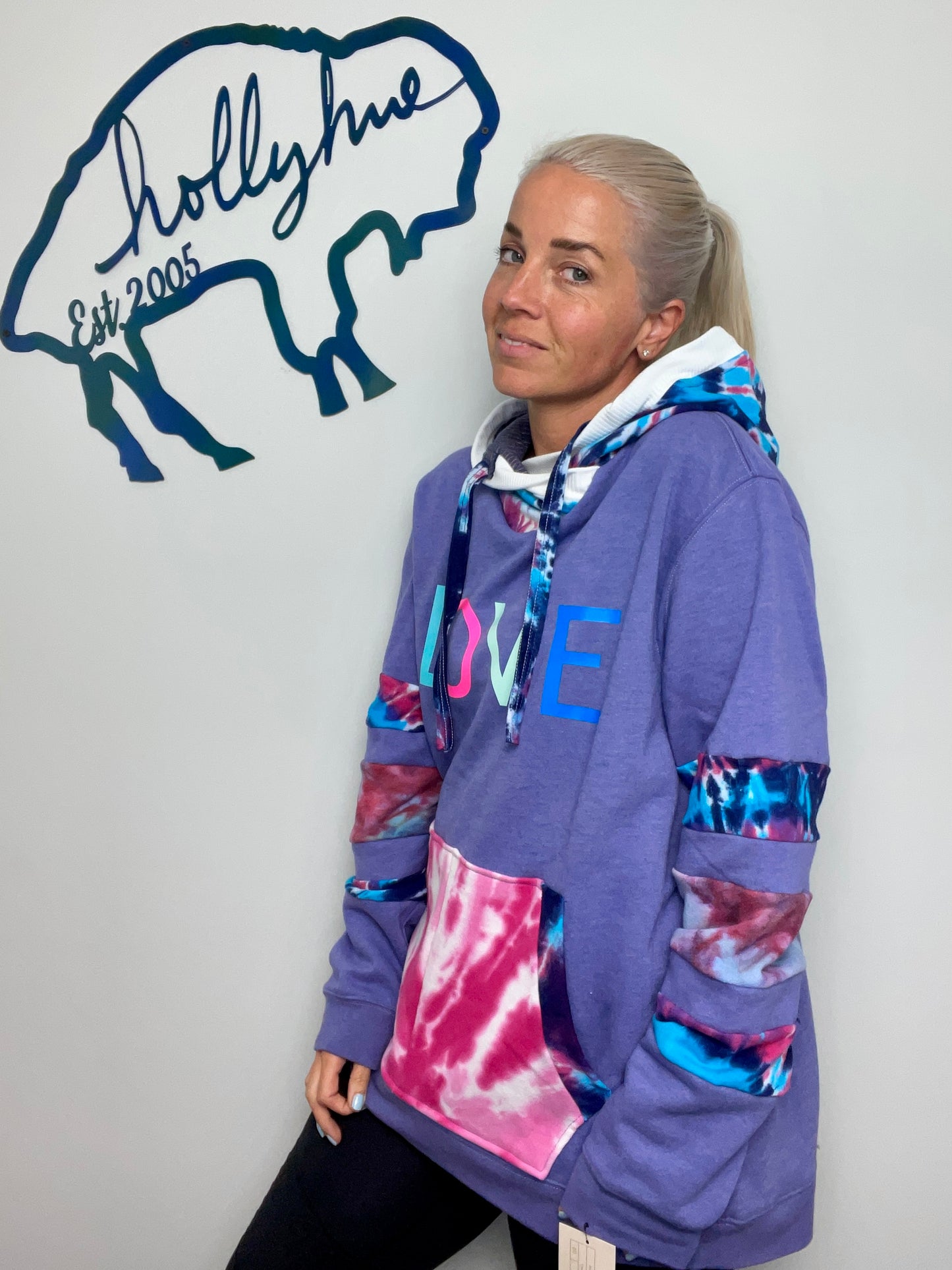 Indigo Love Tie-dye Hoodie Size- Women’s L/XL