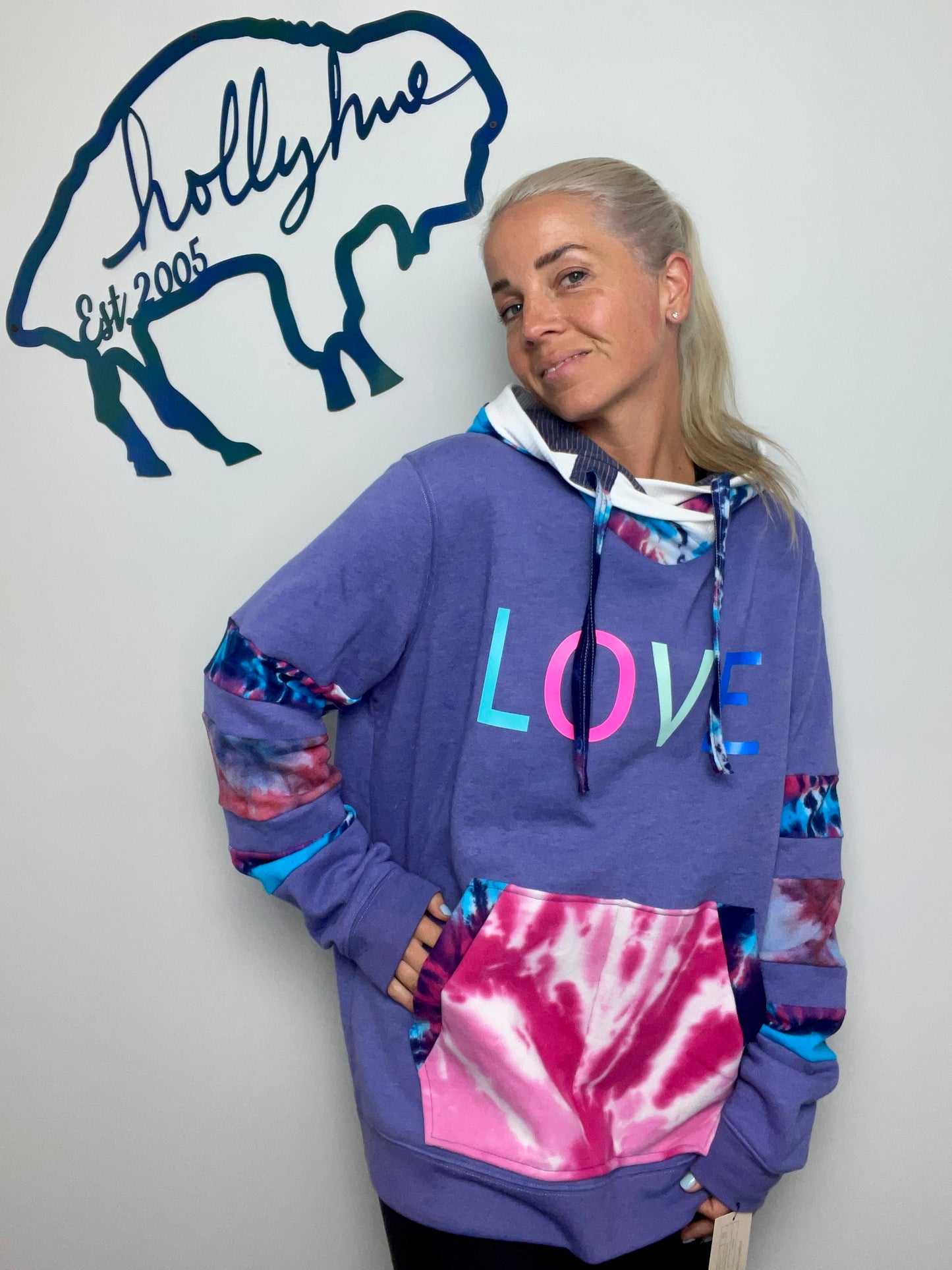 Indigo Love Tie-dye Hoodie Size- Women’s L/XL