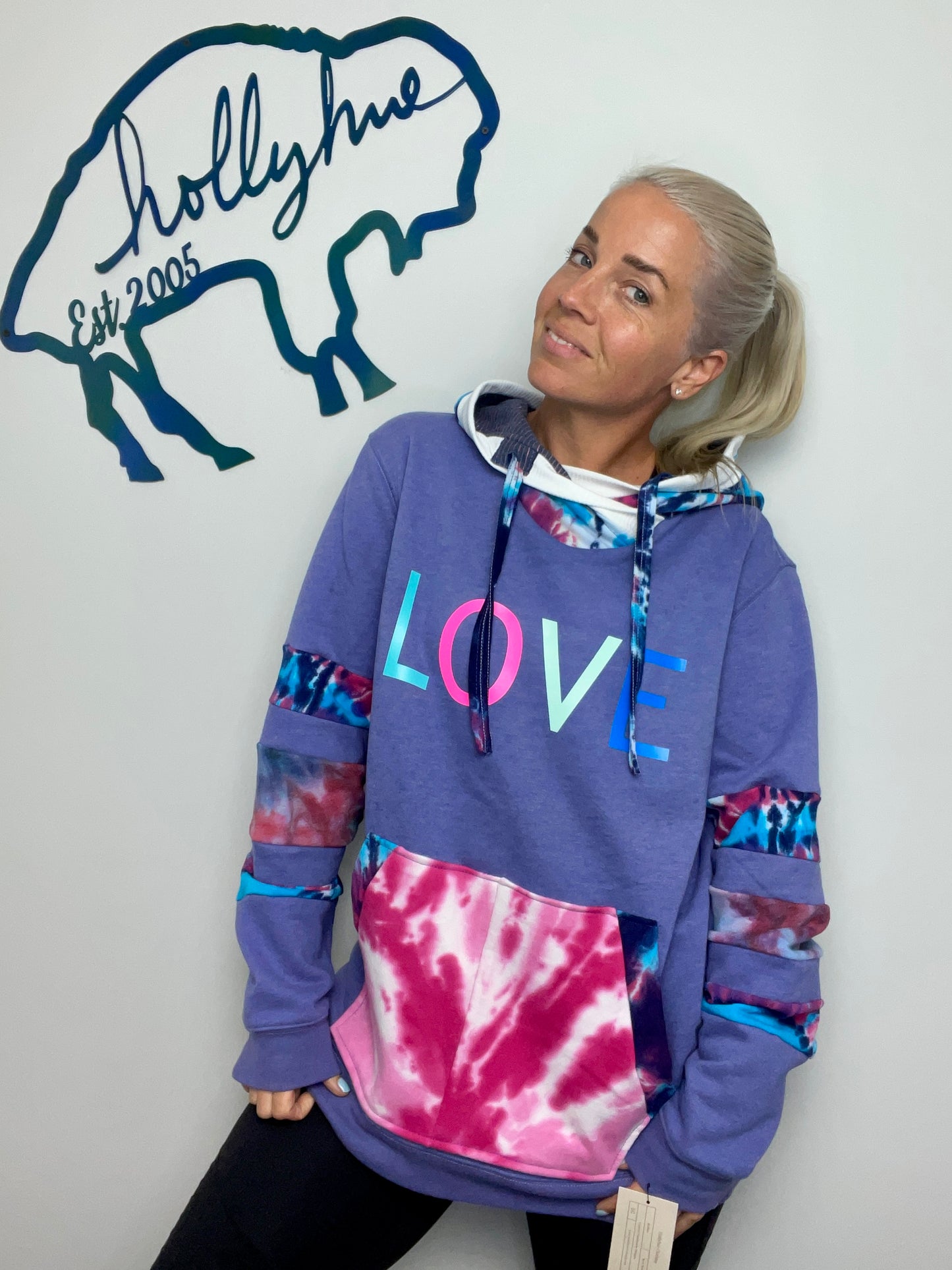 Indigo Love Tie-dye Hoodie Size- Women’s L/XL