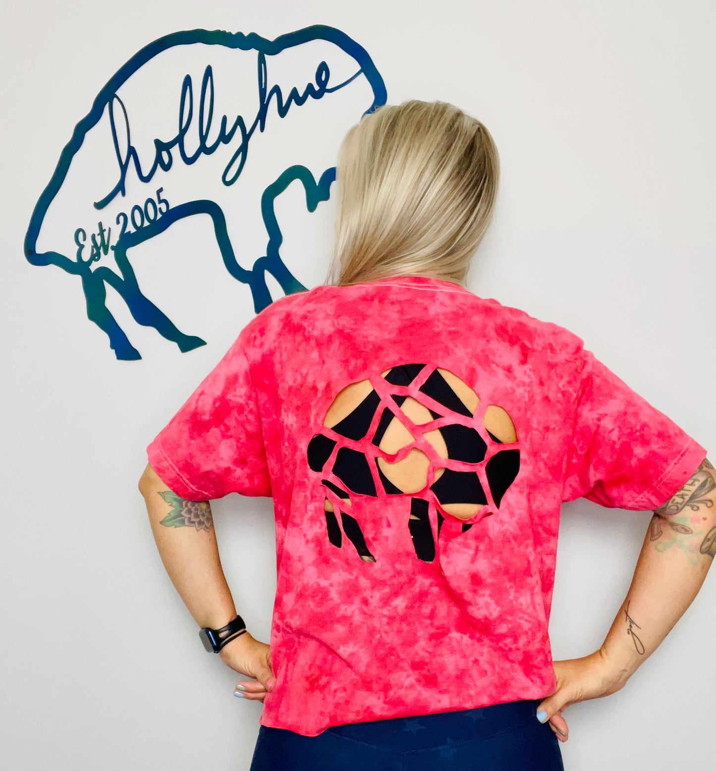 Red Buffalo Tie-Dye Cut Out Crop Size- W M/L