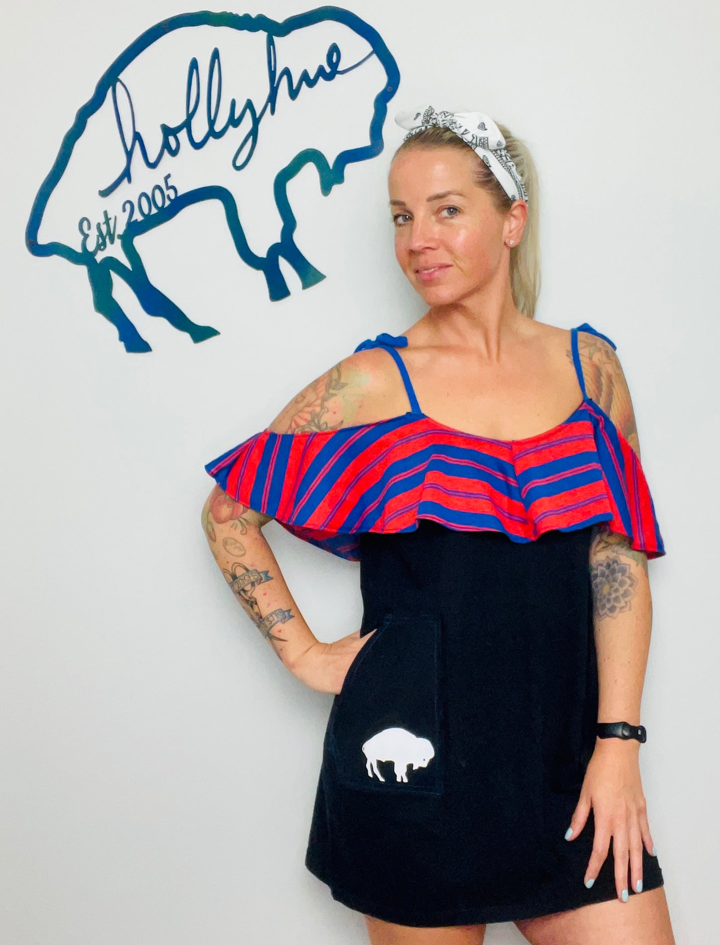 Black Buffalo Ruffle Shift Dress Size-M/L