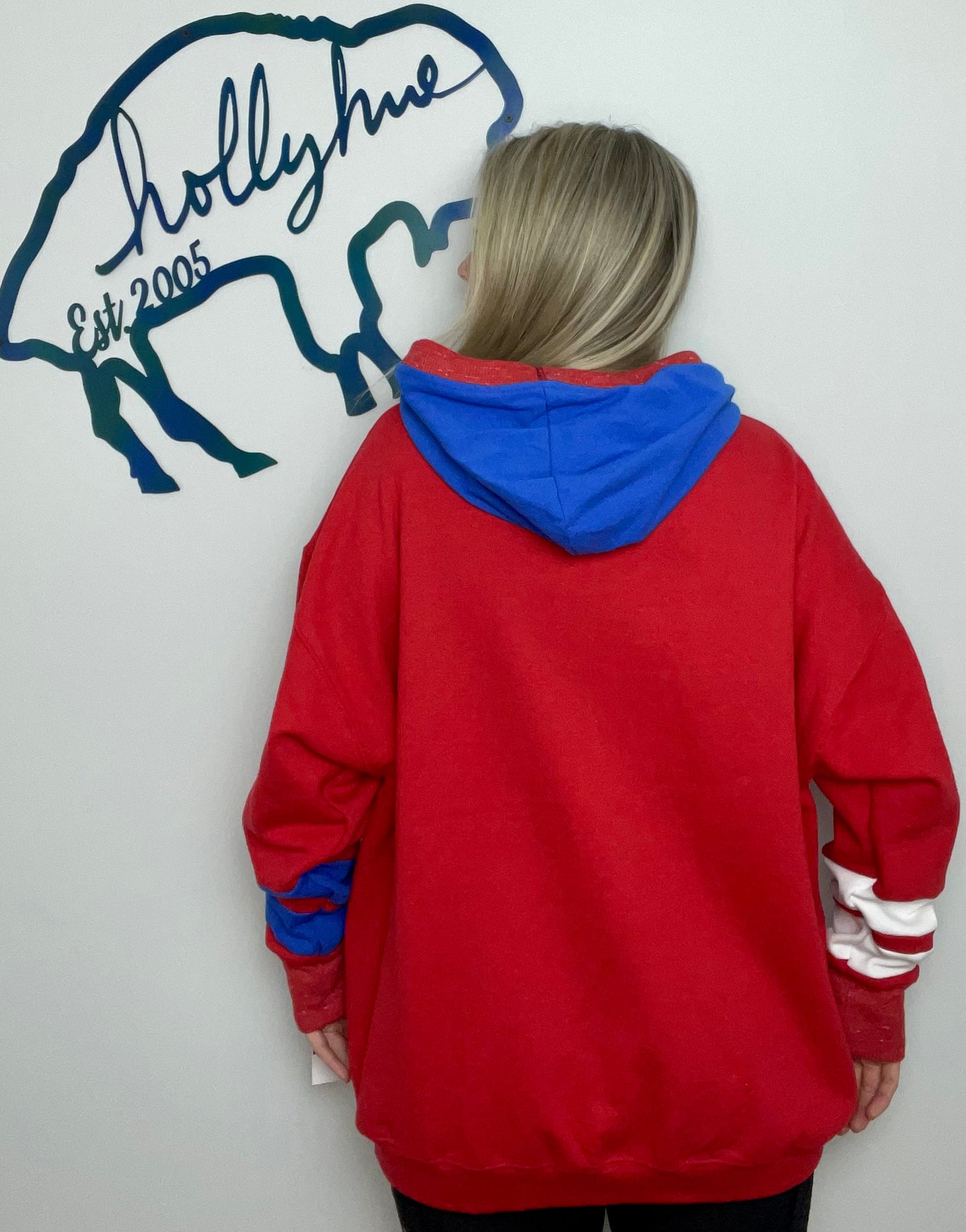Red Varsity Burnout Hoodie Size- Unisex XL/2X