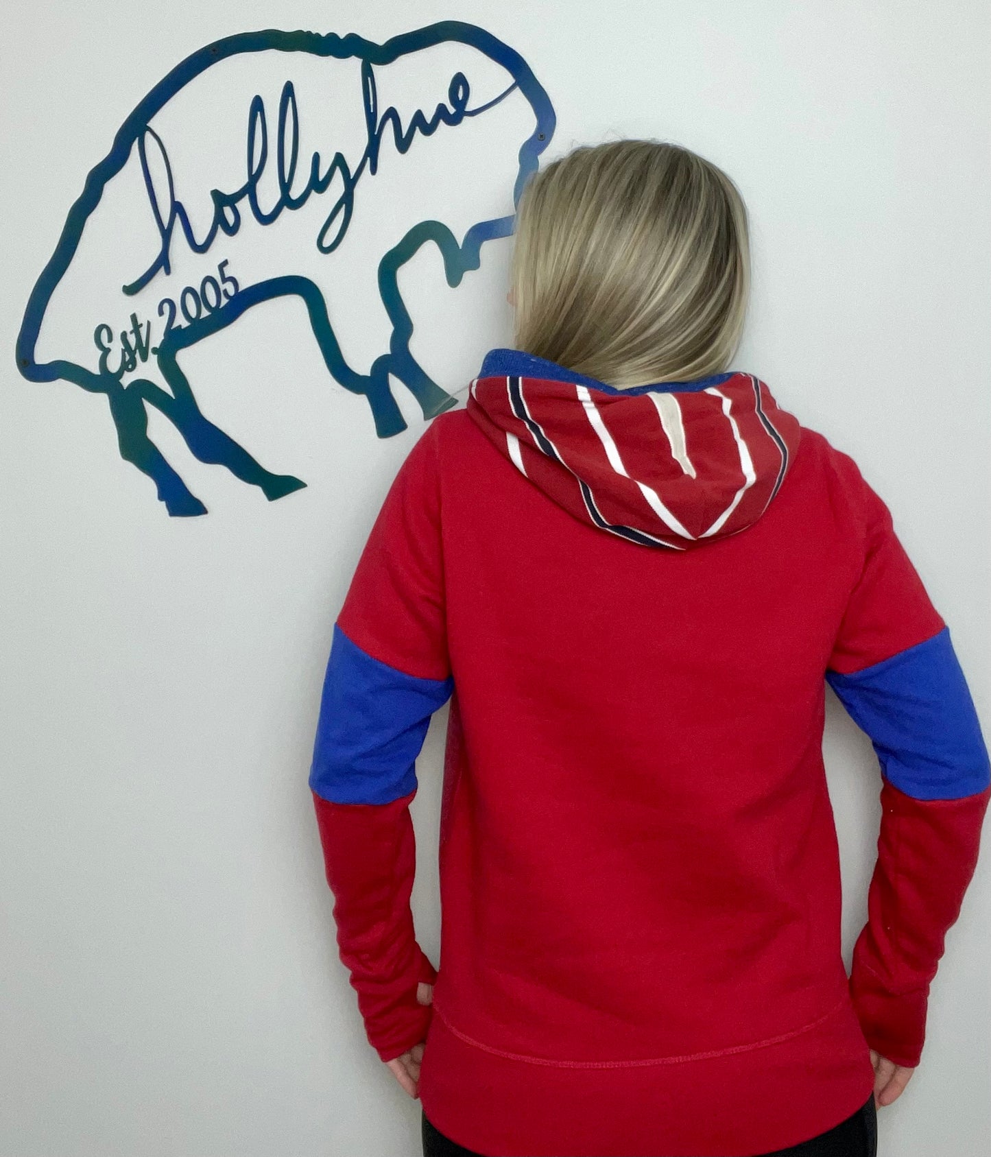 Red Burnout Buffalo Hoodie Size- Women's M/L