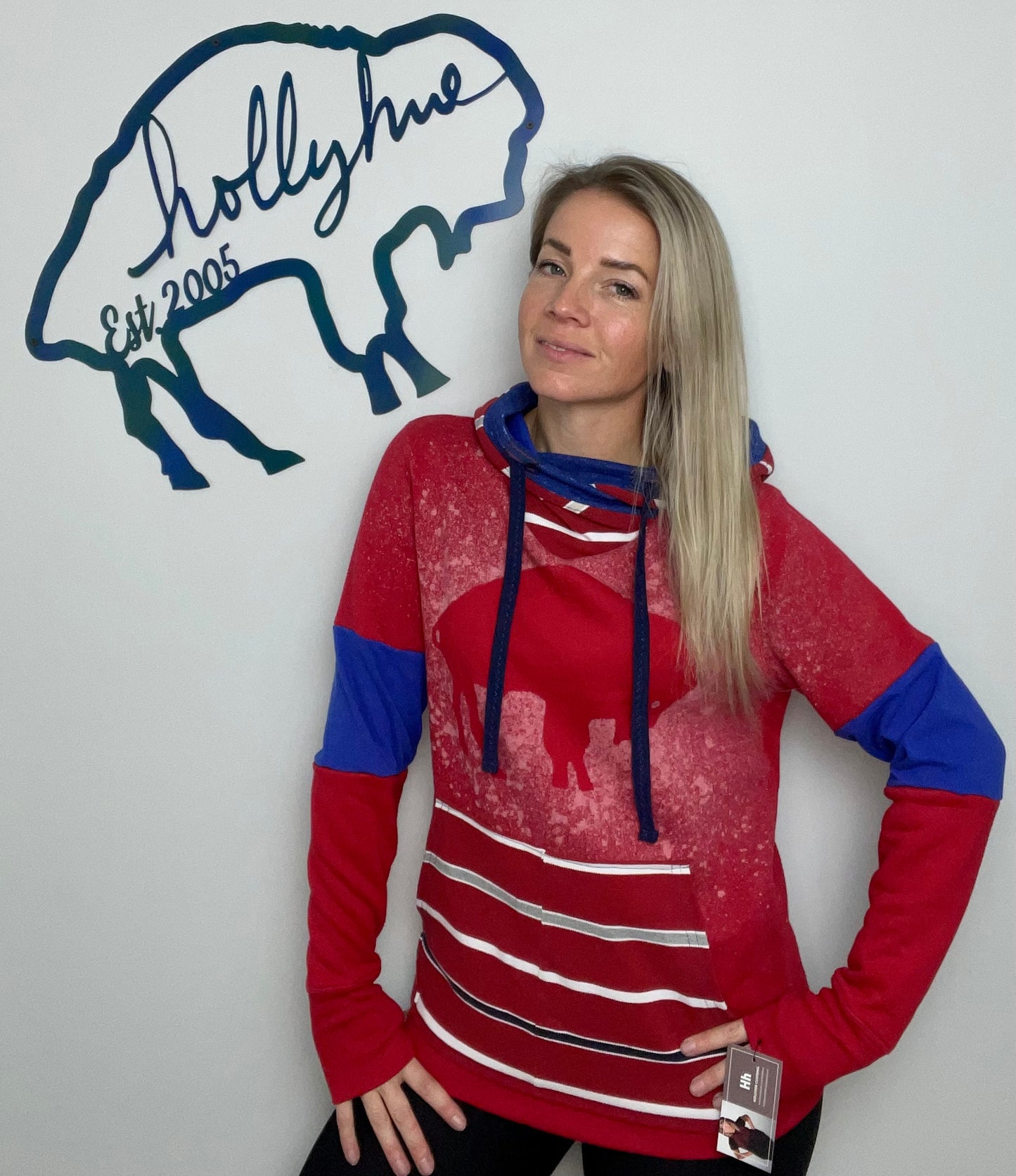 Red Burnout Buffalo Hoodie Size- Women's M/L