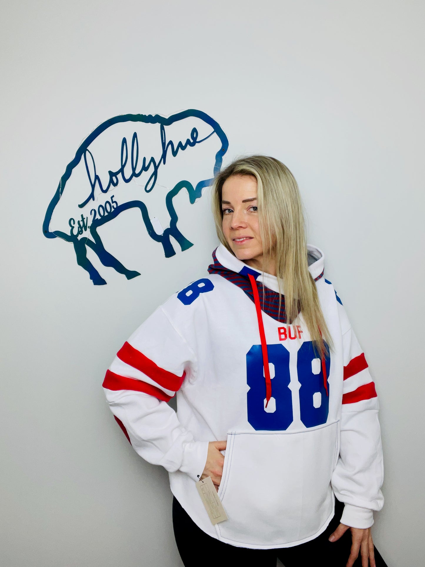 Knox #88 White Heartthrob Buffalo Hoodie Size-Women's XL/2X