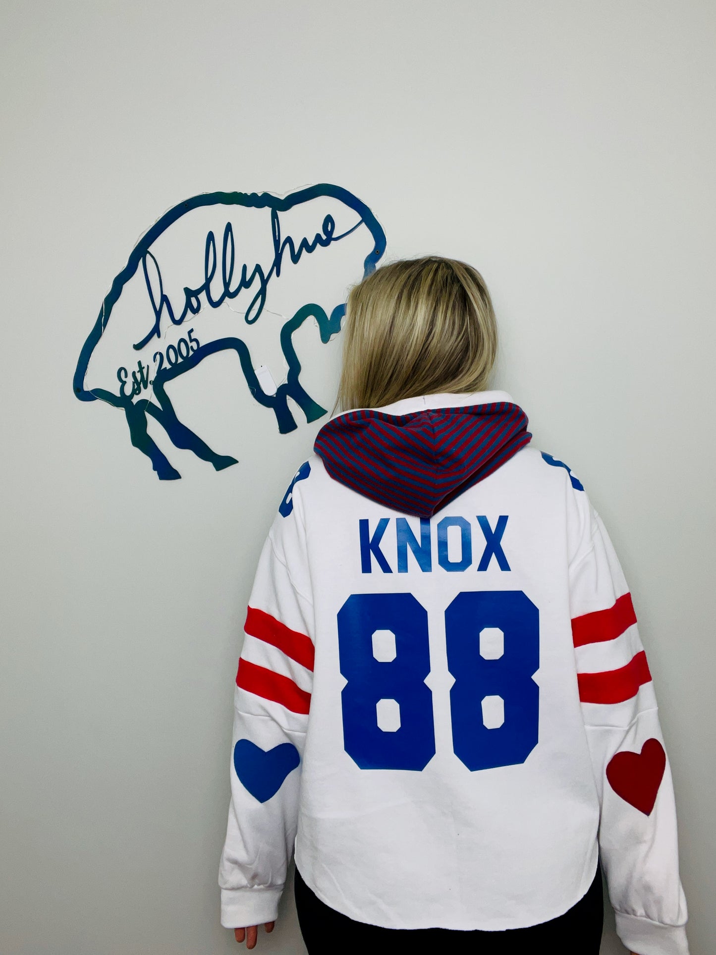 Knox #88 White Heartthrob Buffalo Hoodie Size-Women's XL/2X