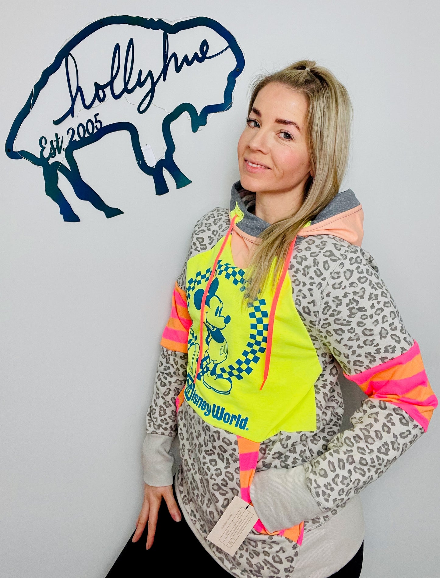 80's Mickey Neon Hoodie Size- Women's S/M