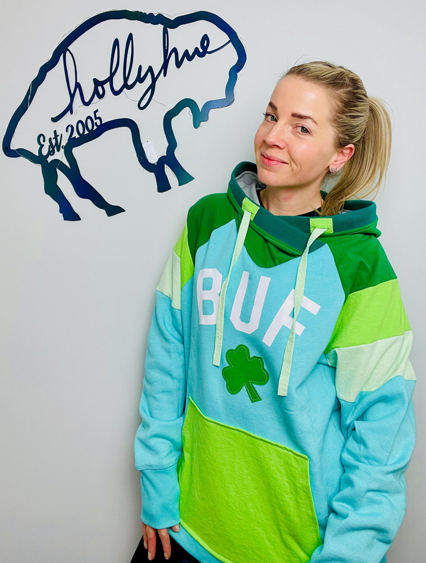 Green and Turquoise Ombre' BUF Hoodie Unisex-L/XL