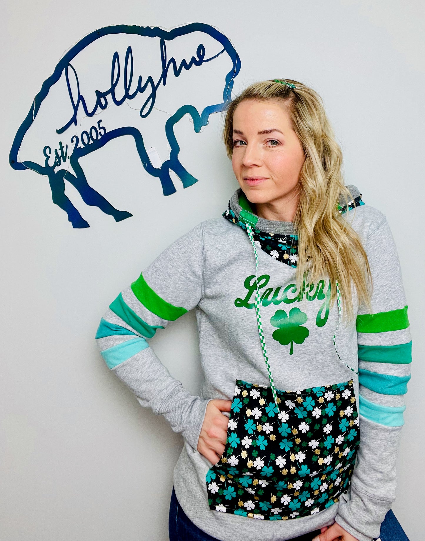 Grey Ombre' Lucky Hoodie Size- Women's S/M