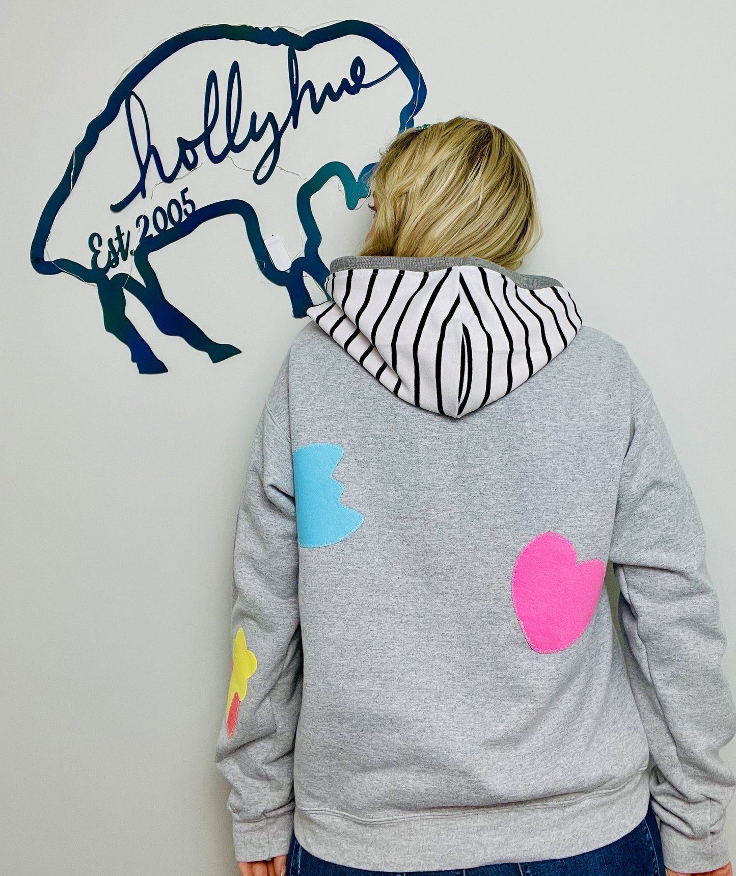 Grey All Over Marshmallow Hoodie Size- Unisex M/L