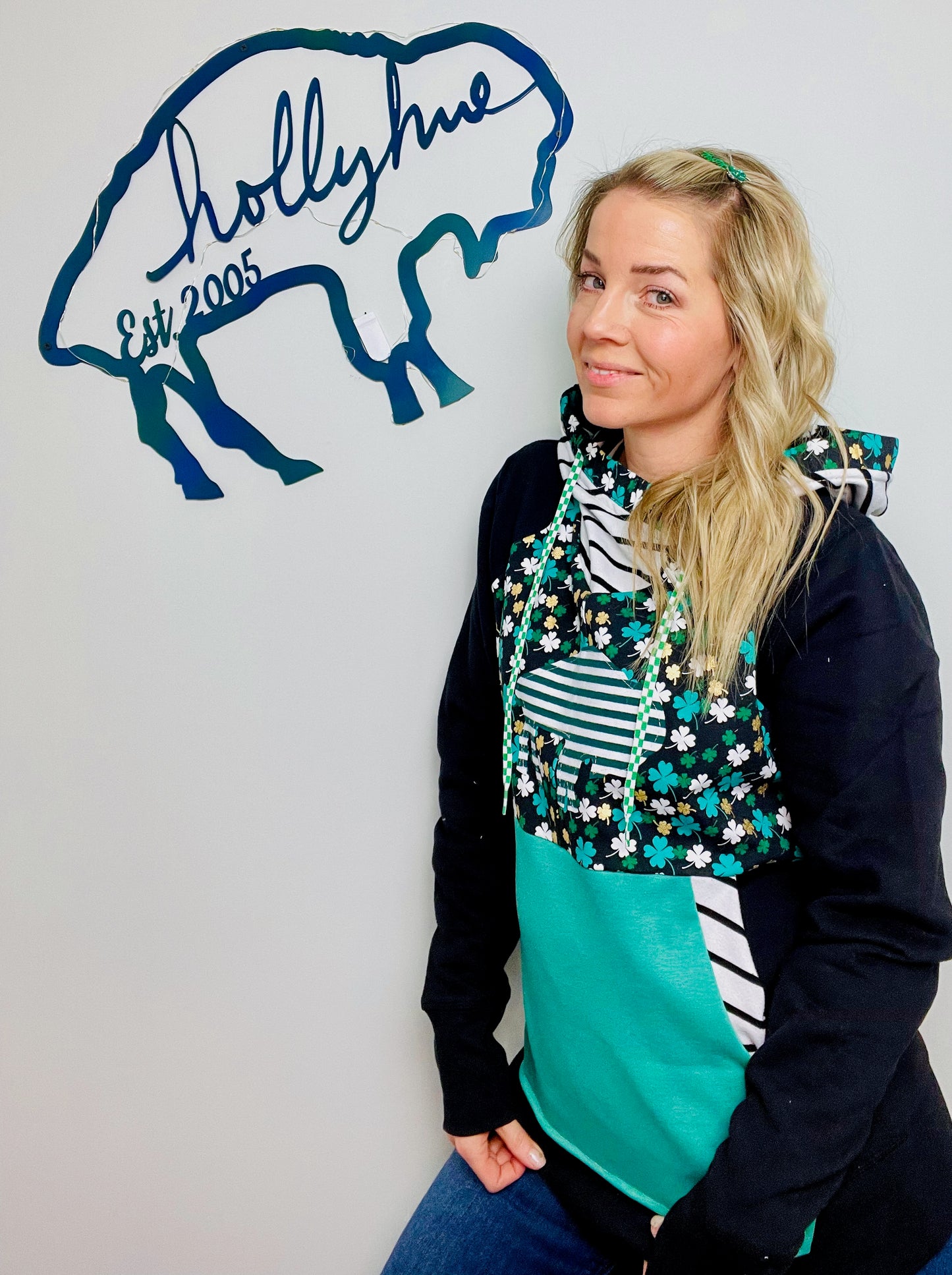 Black Buffalo Shamrocks Hoodie Size- Unisex M/L