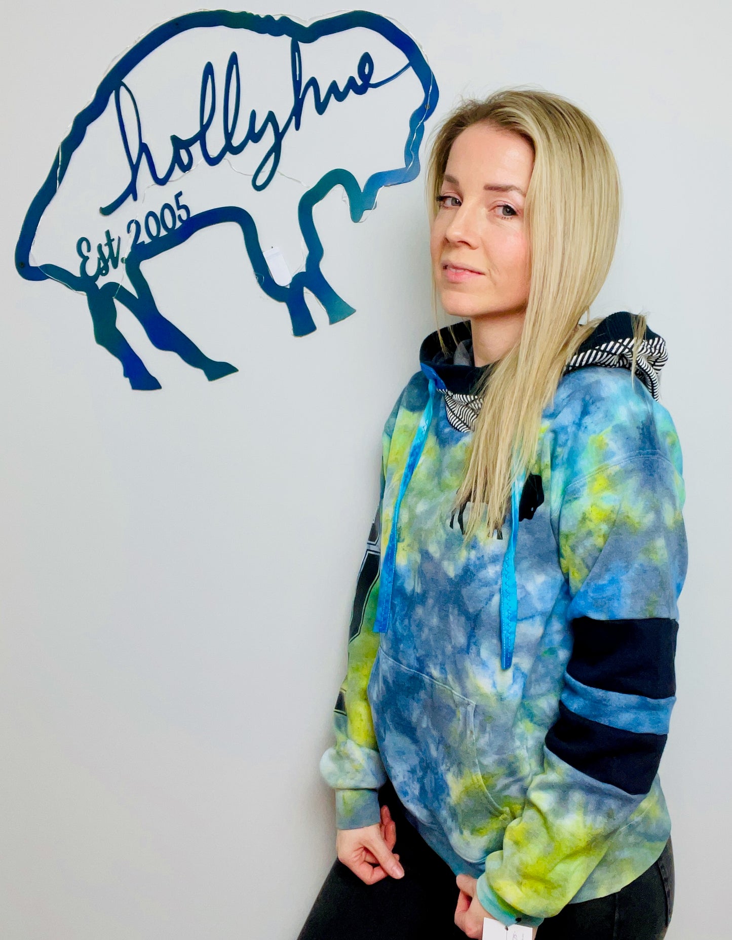 Blue and Green Nebula Galaxy BUF Hoodie Size- Unisex M/L
