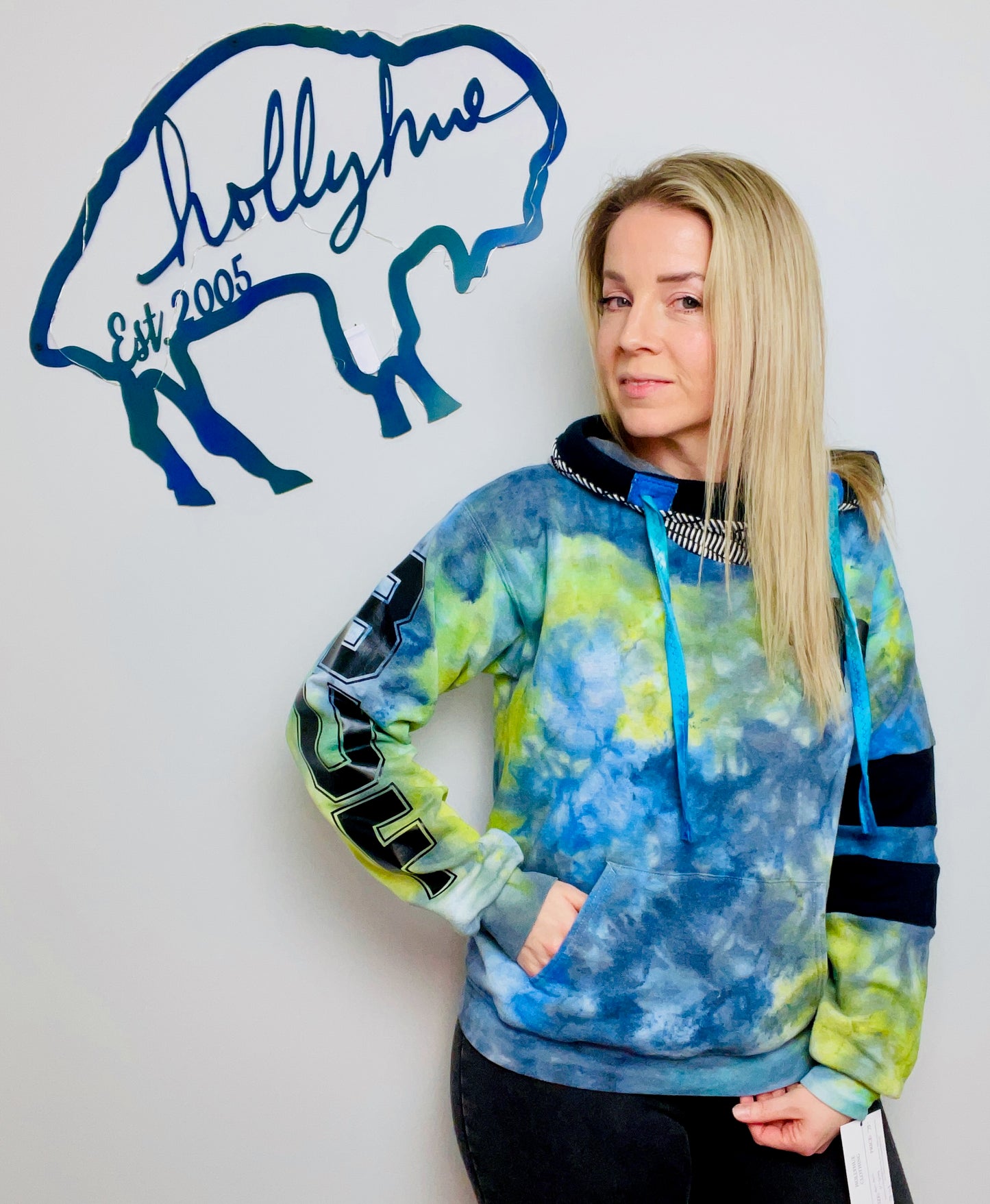 Blue and Green Nebula Galaxy BUF Hoodie Size- Unisex M/L