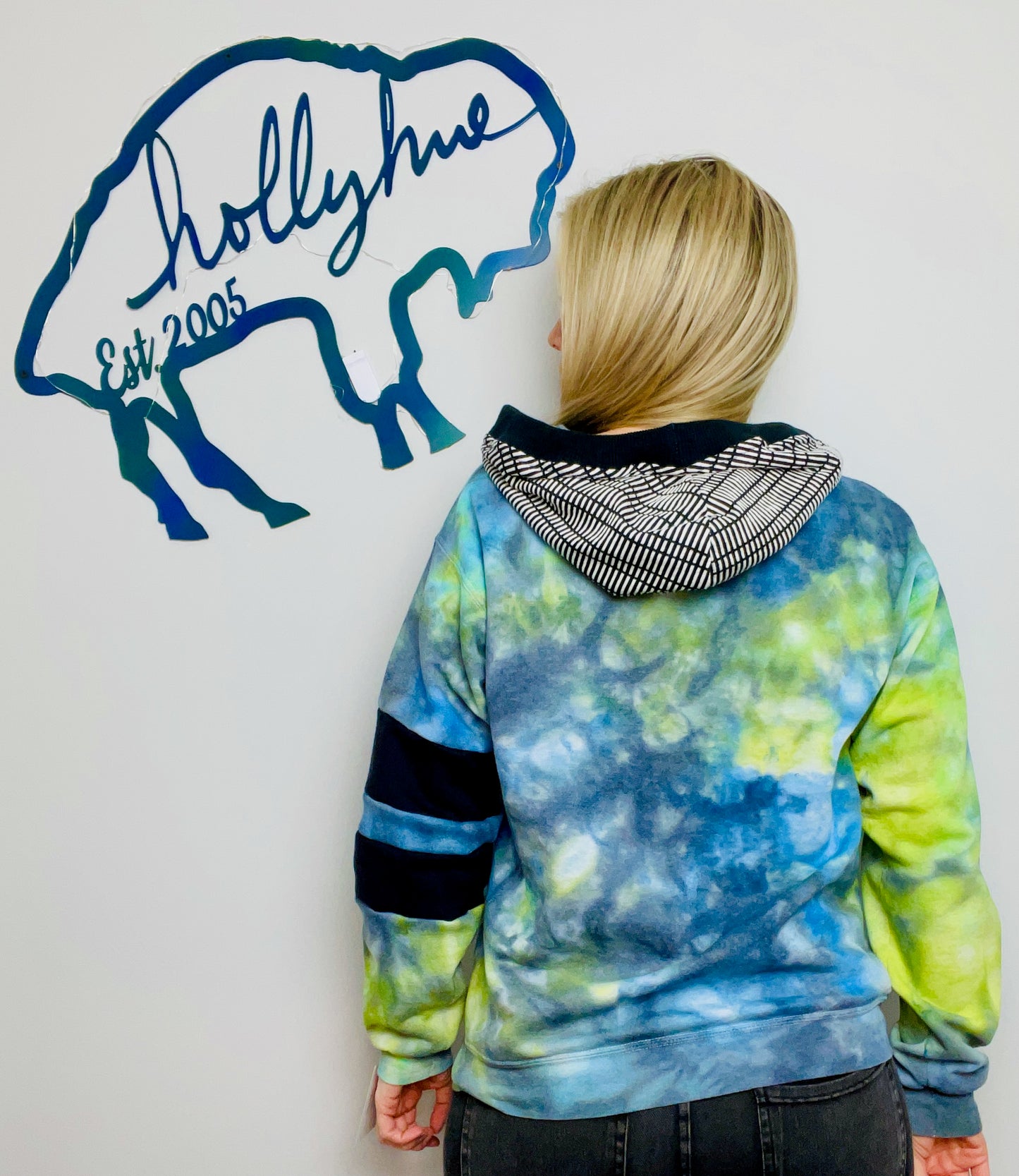 Blue and Green Nebula Galaxy BUF Hoodie Size- Unisex M/L