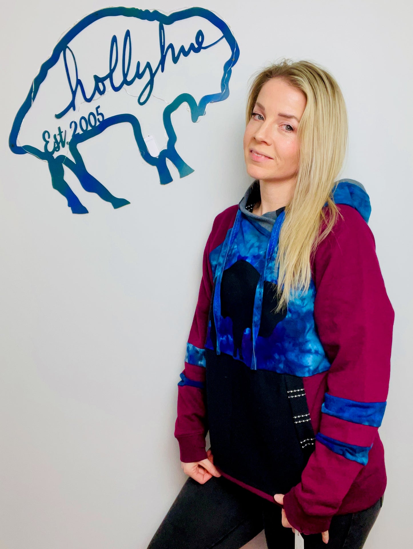 Maroon Nebula Galaxy Throwback Buffalo Hoodie Size- Unisex S/M