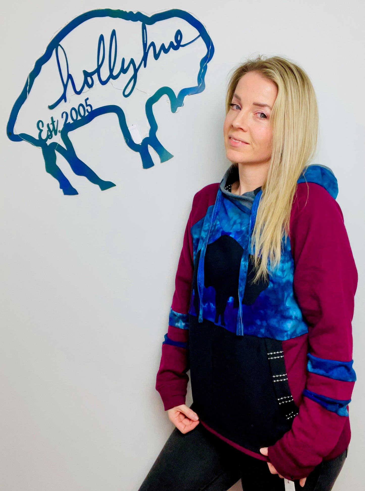 Maroon Nebula Galaxy Throwback Buffalo Hoodie Size- Unisex S/M