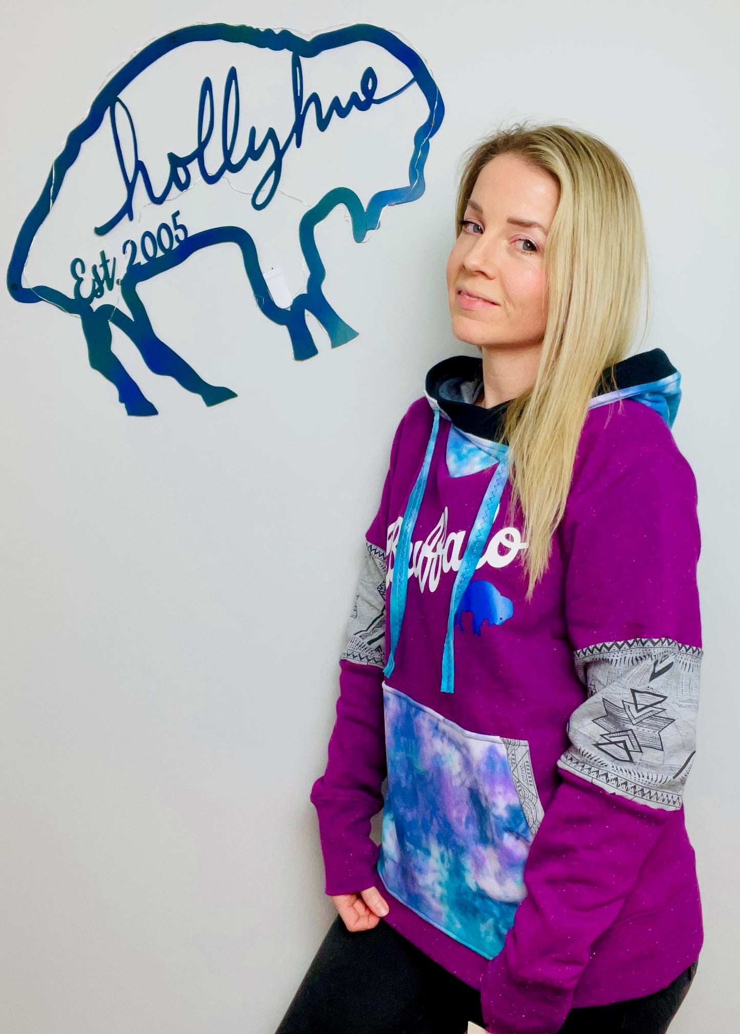 Purple Nebula Galaxy Buffalo Hoodie Size- Women's L/XL