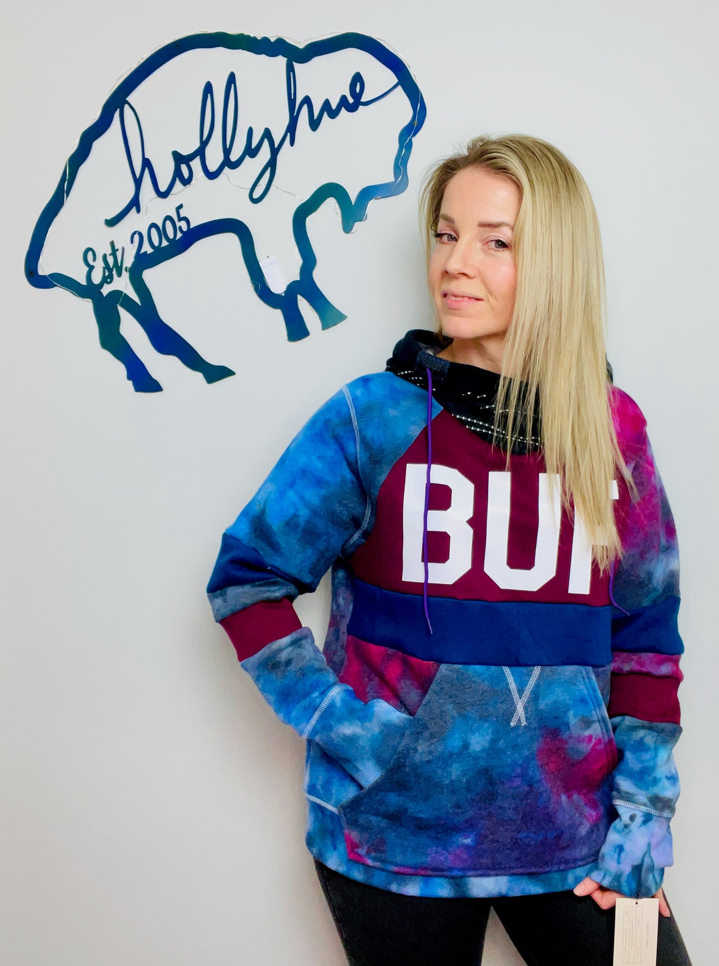 Hues of Blue Nebula Galaxy BUF Hoodie Size- Women's L/XL