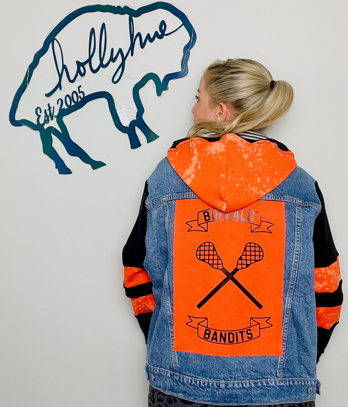 Buffalo Lacrosse Hooded Denim Jacket Size- Unisex M/L