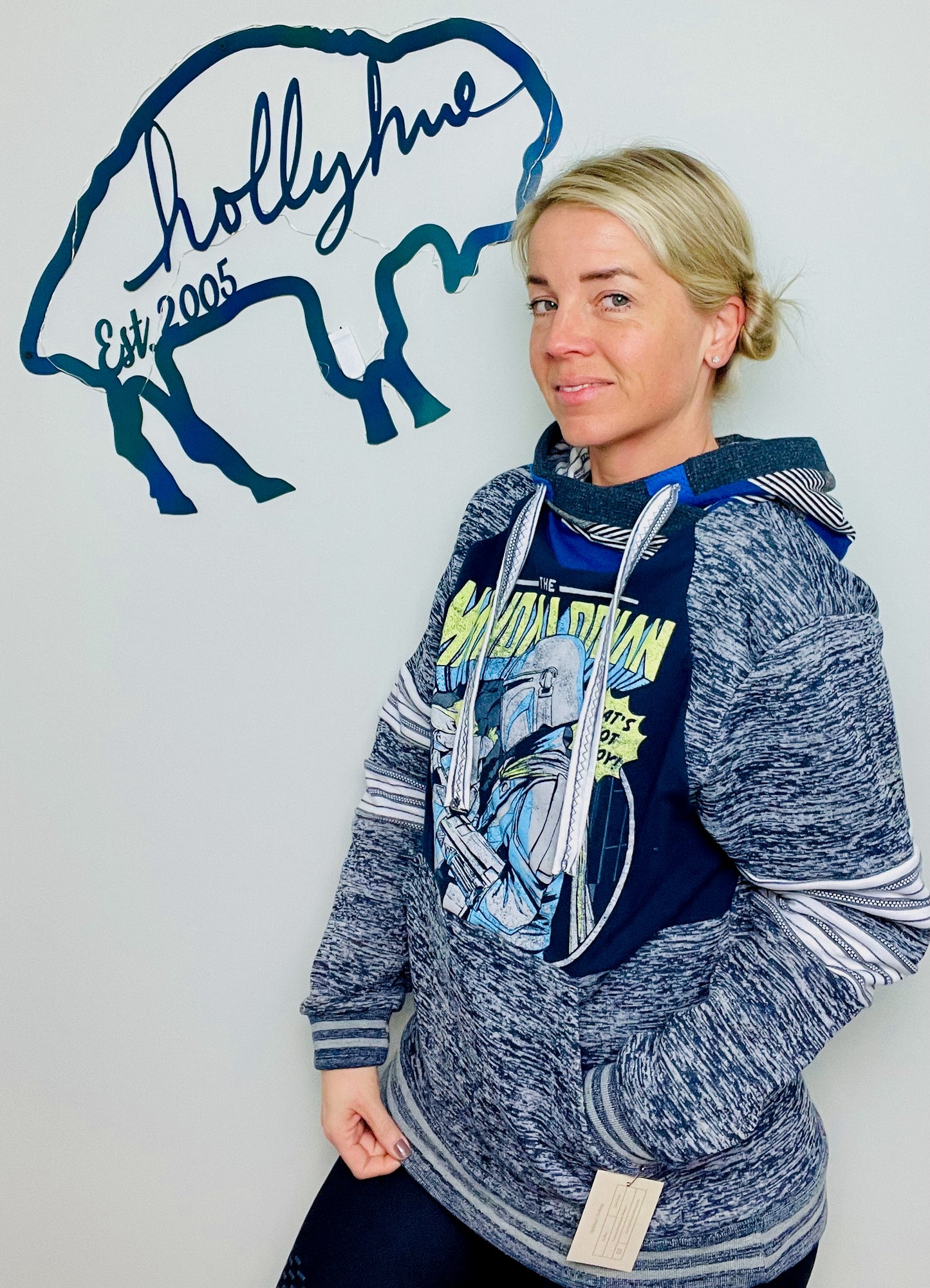 Heather Blue StarWars Mando Hoodie Size- Unisex S/M