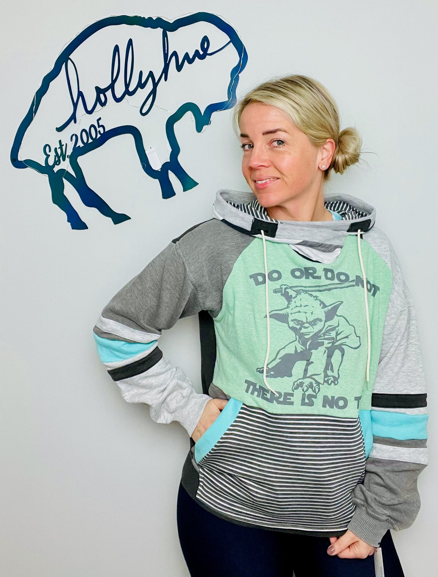 Grey StarWars Yoda Hoodie Size- Unisex S/M